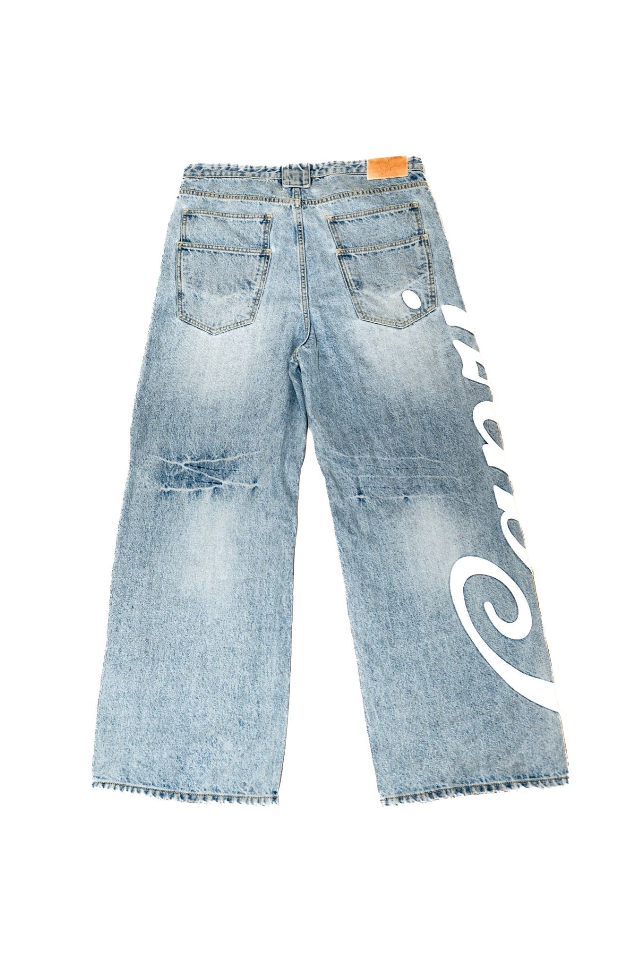 Caprì Leather Distressed Jeans Heavyweight Denim Caprì