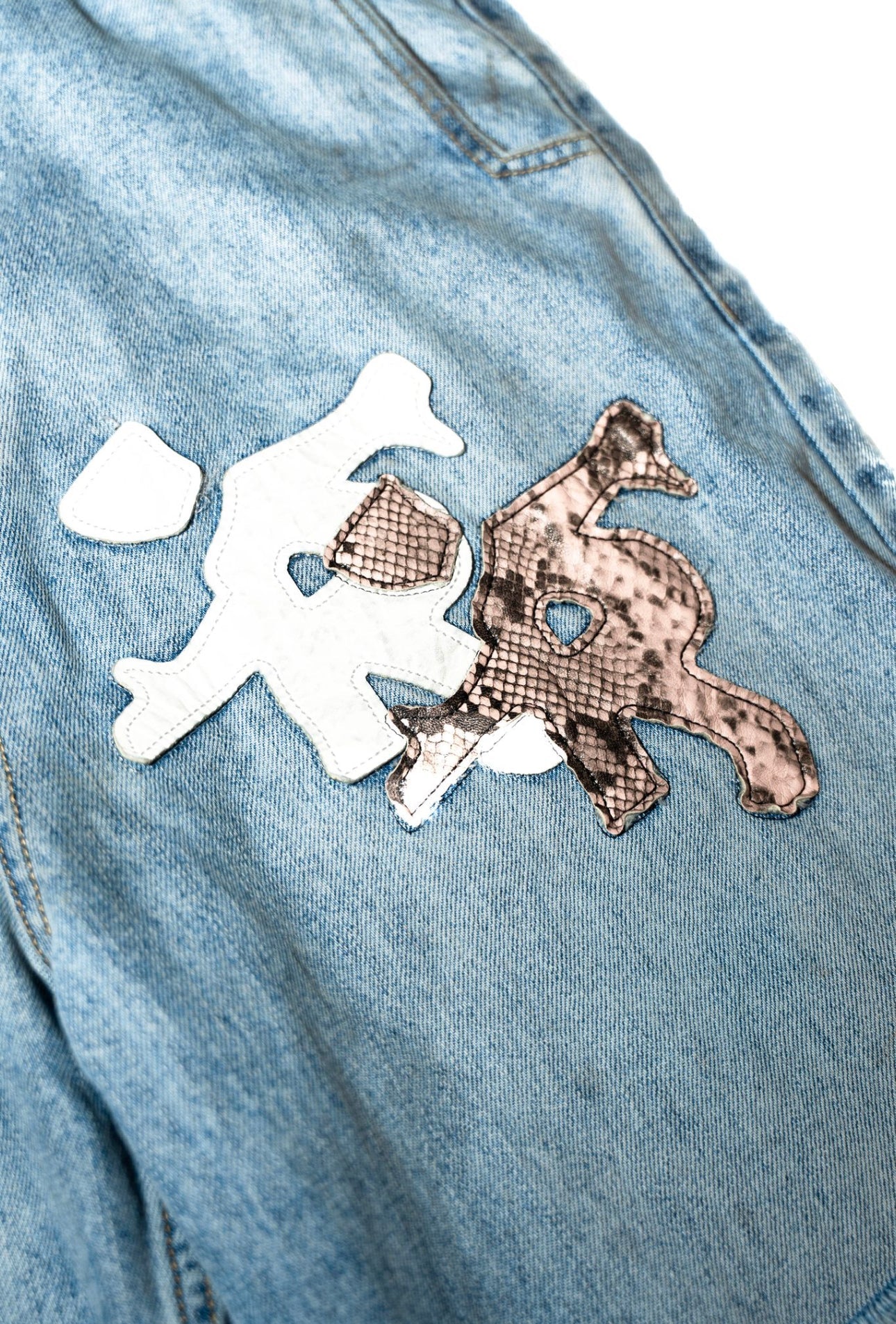 Caprì Leather Distressed Jeans Heavyweight Denim Caprì