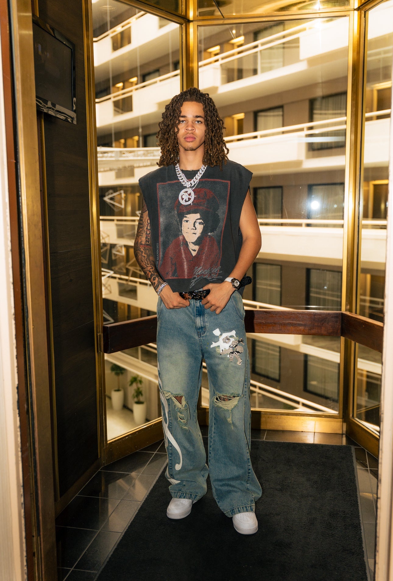 Caprì Leather Distressed Jeans Heavyweight Denim Caprì
