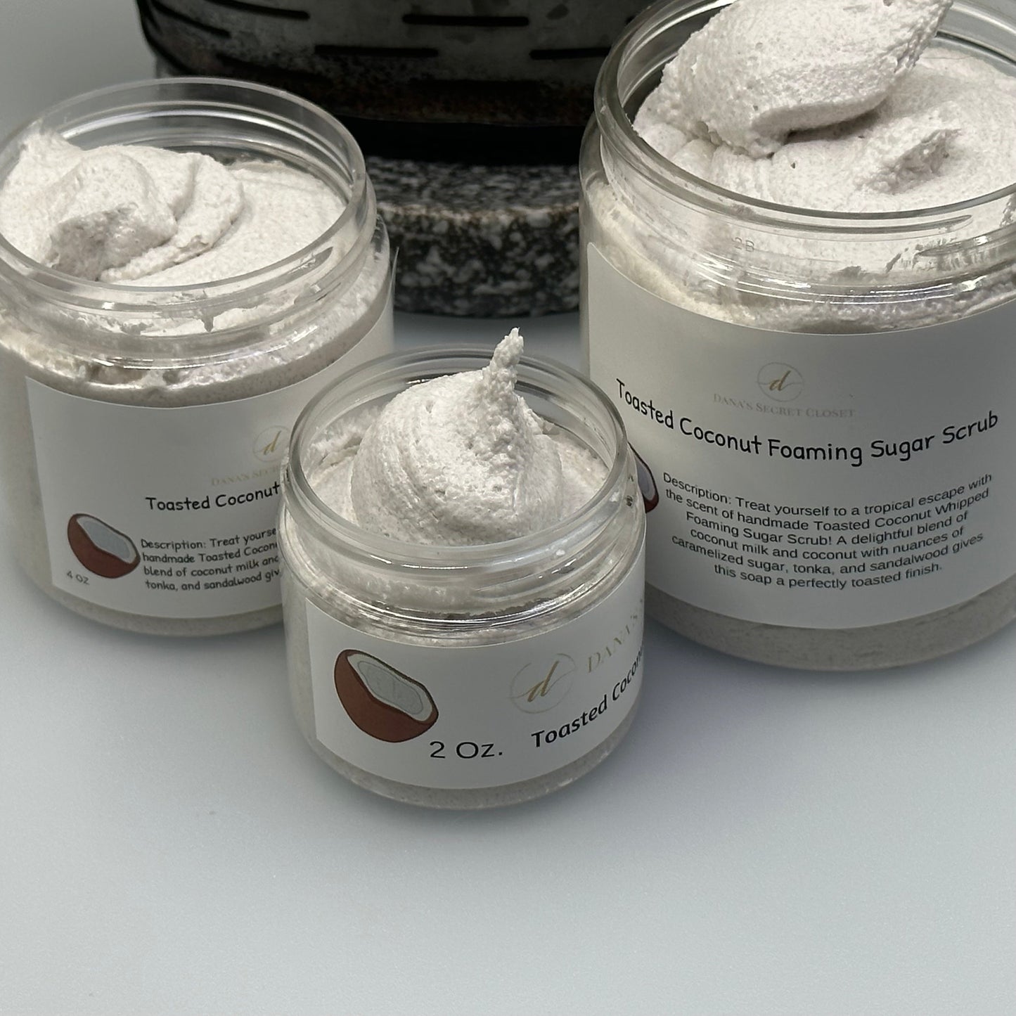 Toasted Coconut Whipped Foaming Sugar Scrub Handmade Body Scrub Dana's Secret Closet