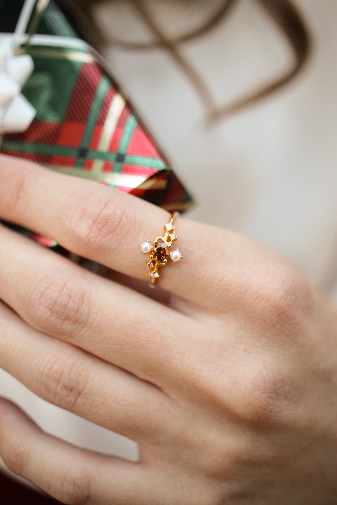 Brick Topaz Gold Plated Ring Carole Ring Rose & Clay