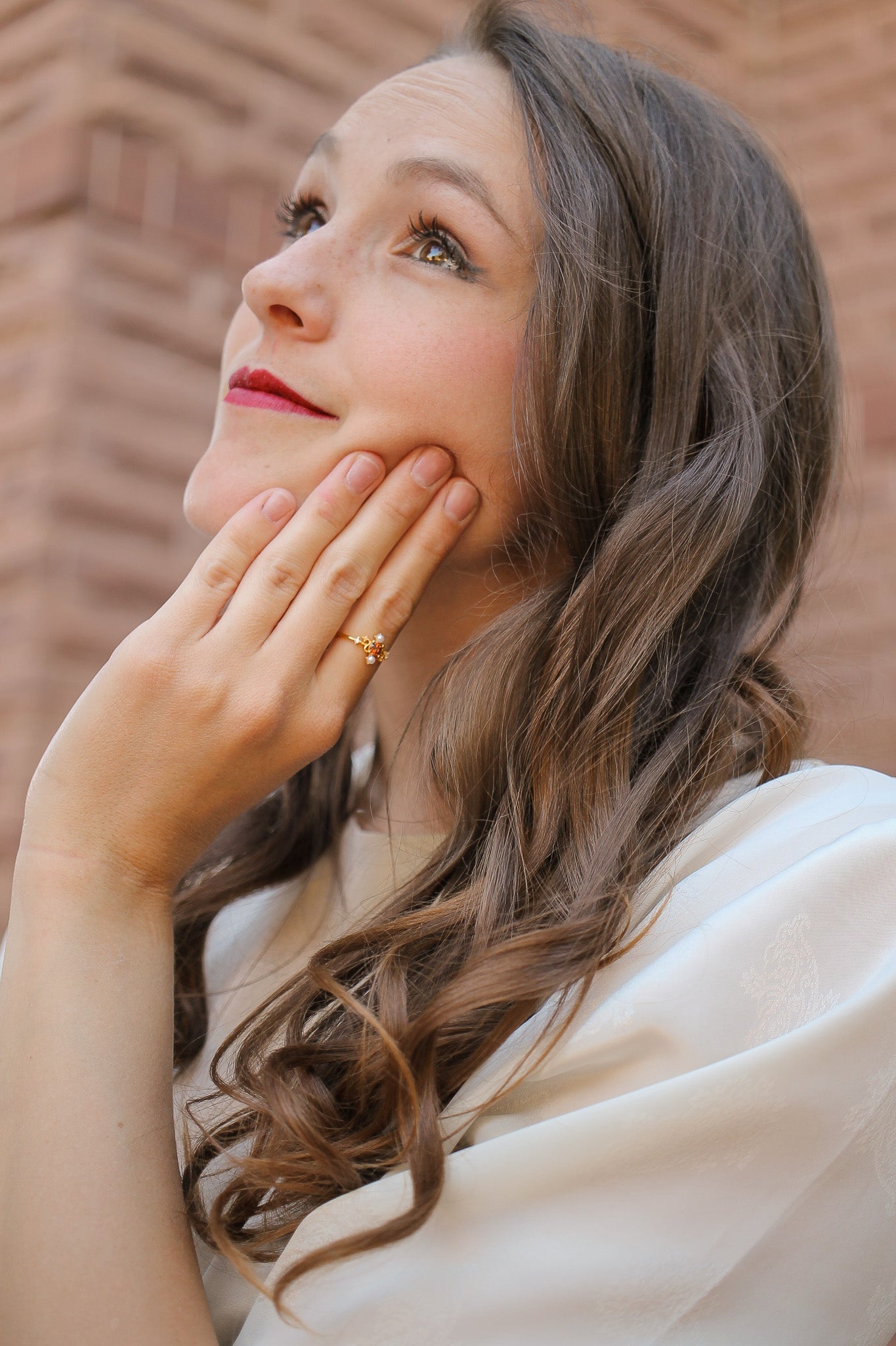 Brick Topaz Gold Plated Ring Carole Ring Rose & Clay
