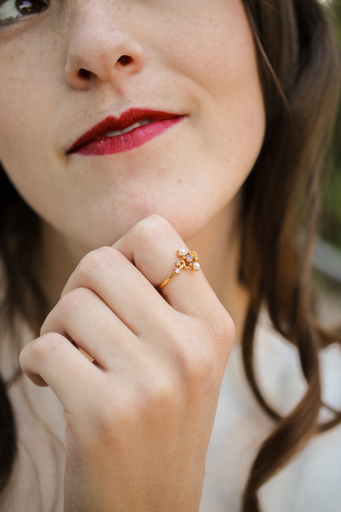 Brick Topaz Gold Plated Ring Carole Ring Rose & Clay