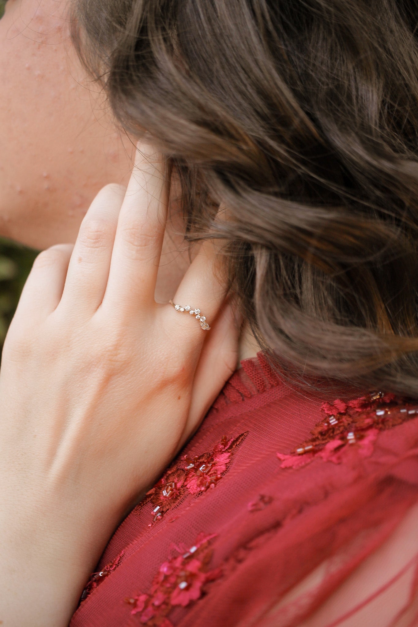White Topaz Sterling Silver Christine Ring Rose & Clay
