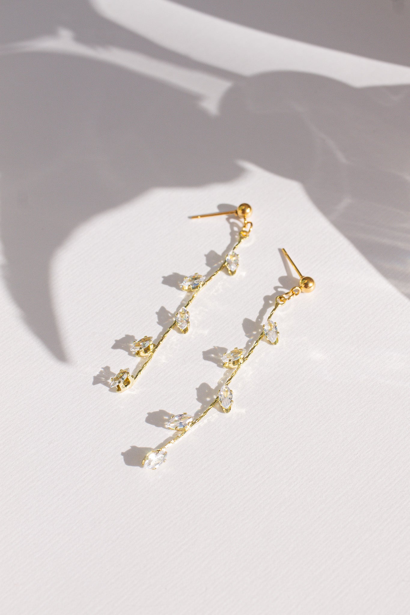Leaf Style Cubic Zirconia Drop Earrings Daphne Dangle Rose & Clay