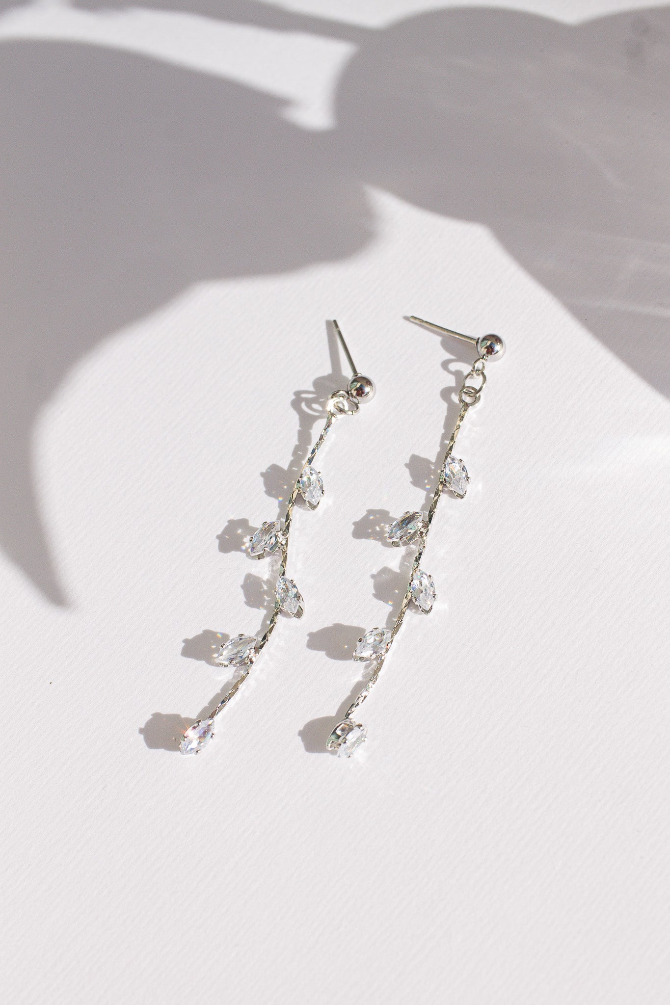 Leaf Style Cubic Zirconia Drop Earrings Daphne Dangle Rose & Clay