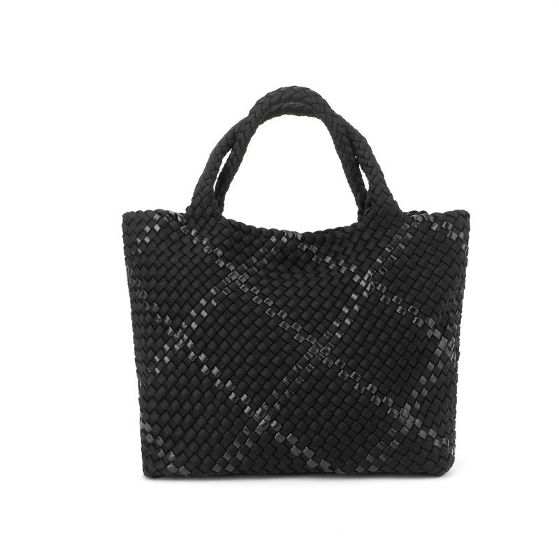 Large Woven Neoprene Tote with Wristlet Onyx with Glittered Stripe Handbag The Charli