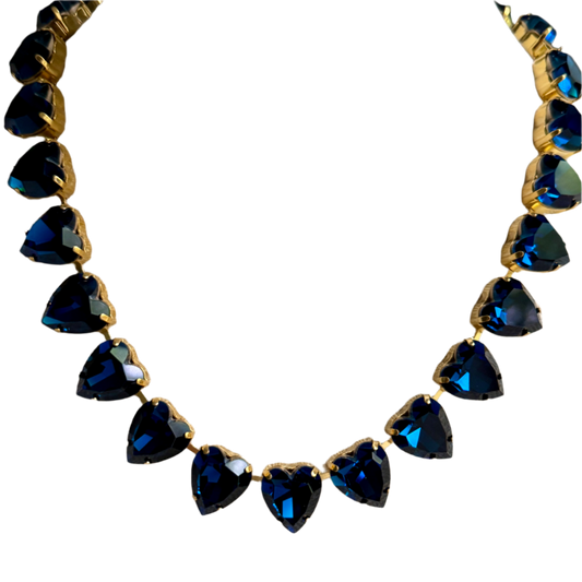 Dark Blue Heart Necklace Adjustable Length Jewelry Laura Gray