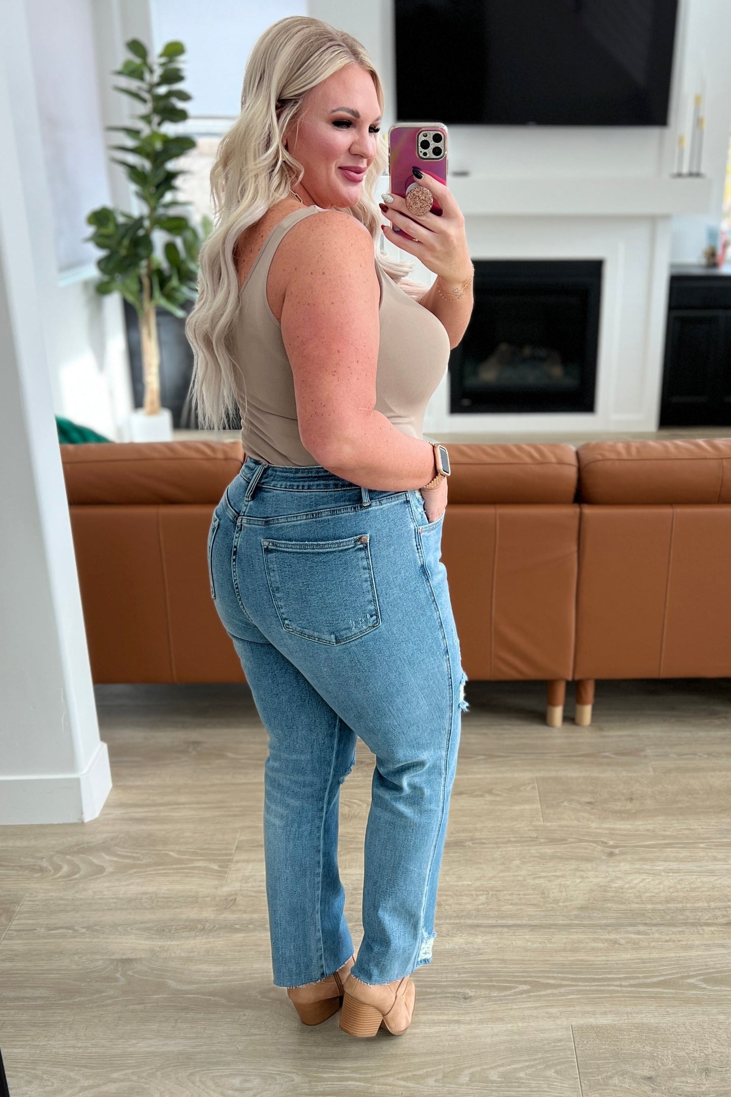 Nora High Rise Rigid Magic Destroy Slim Straight Jeans Judy Blue