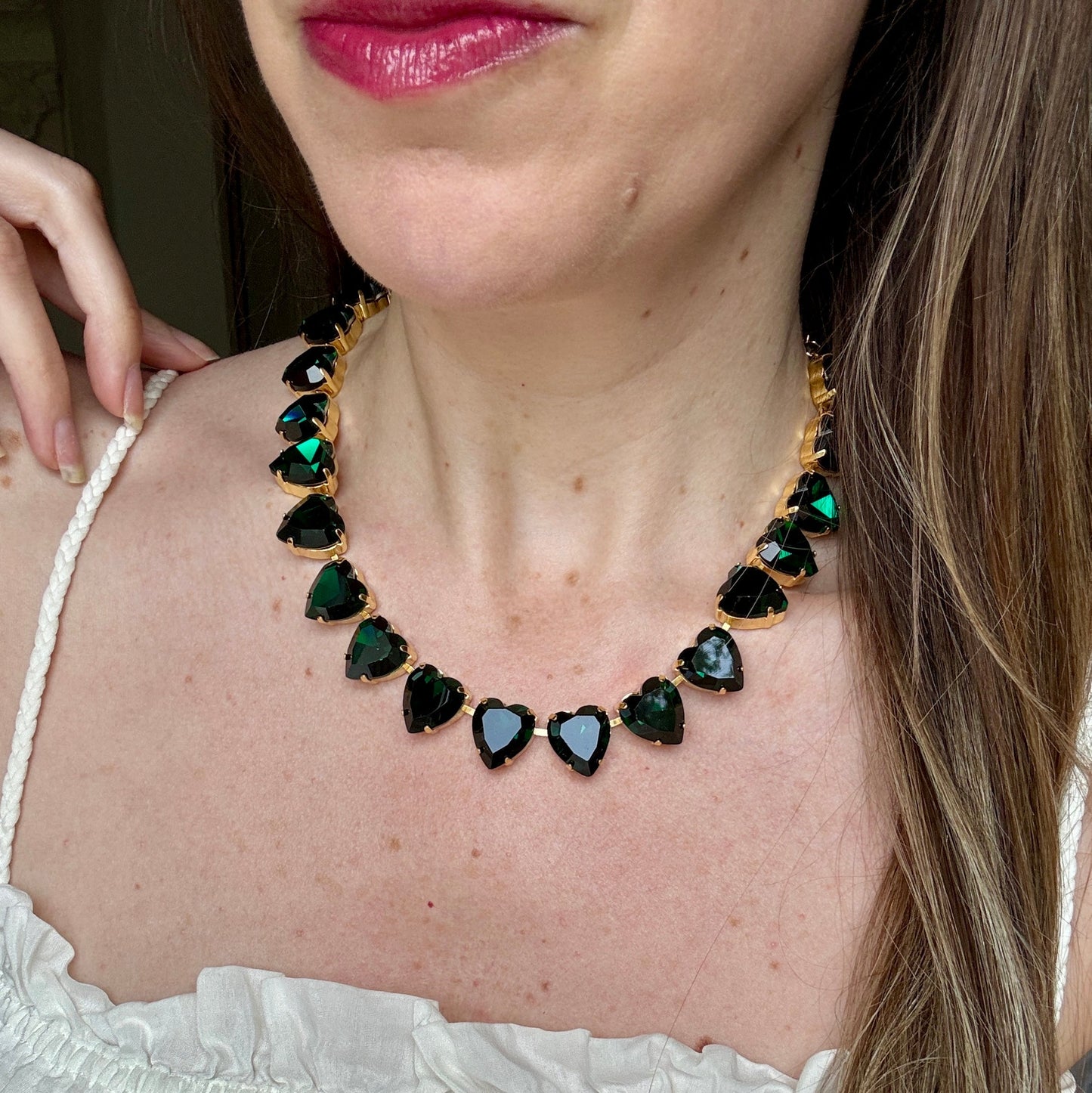 Emerald Green Heart Adjustable Necklace Laura Gray