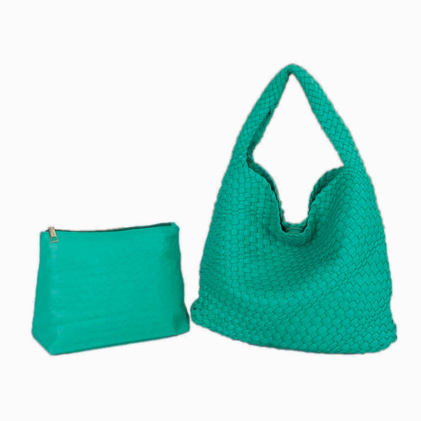 Large Green Woven Vegan Leather Tote Bag The Willow