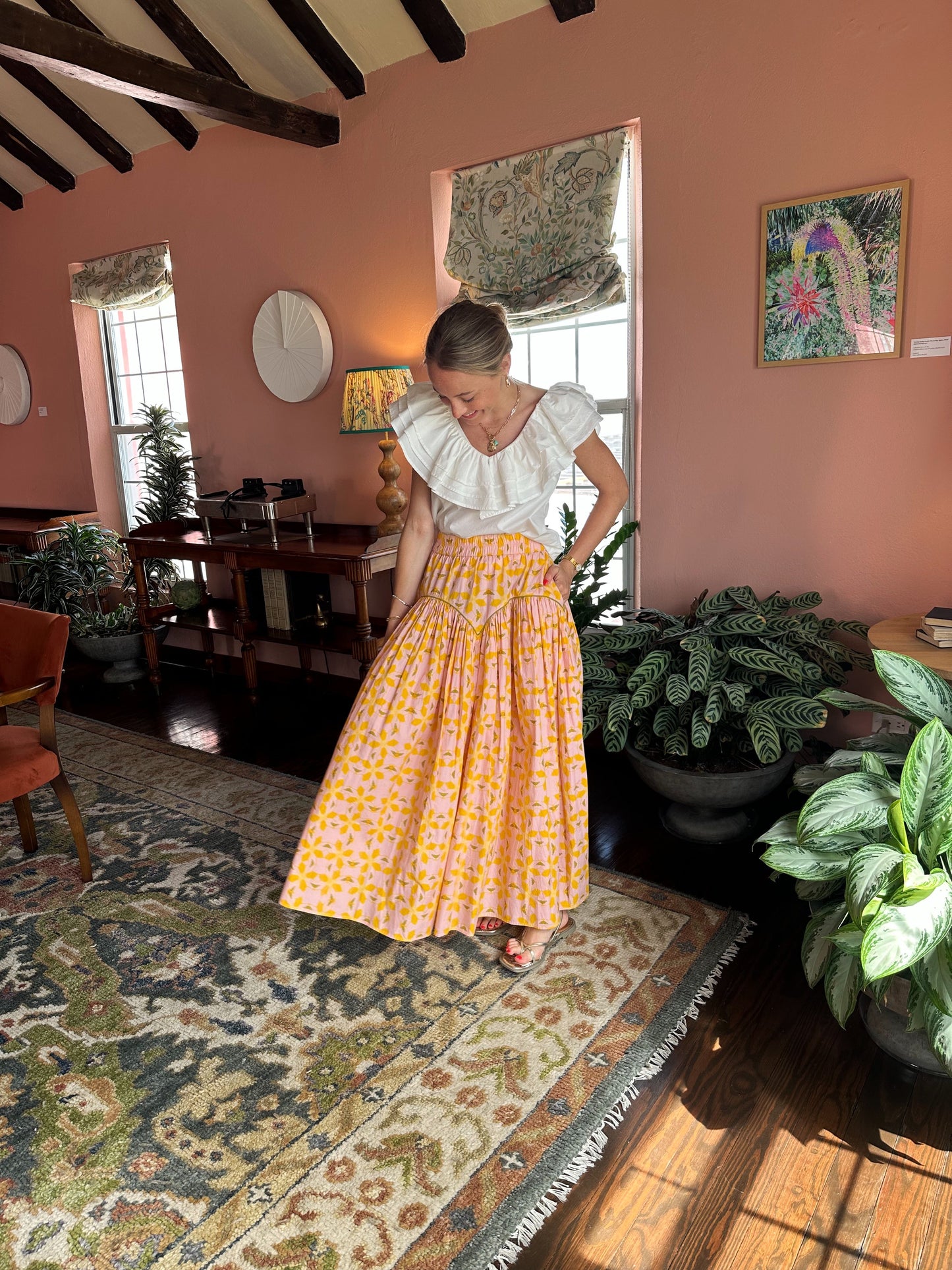 Arched Skirt - Orange Azalea