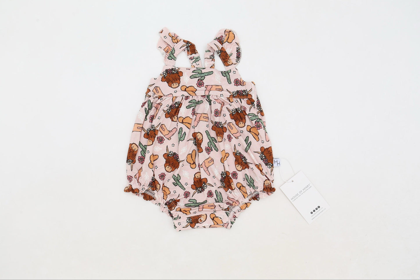 Pink Highland Cow bubble romper