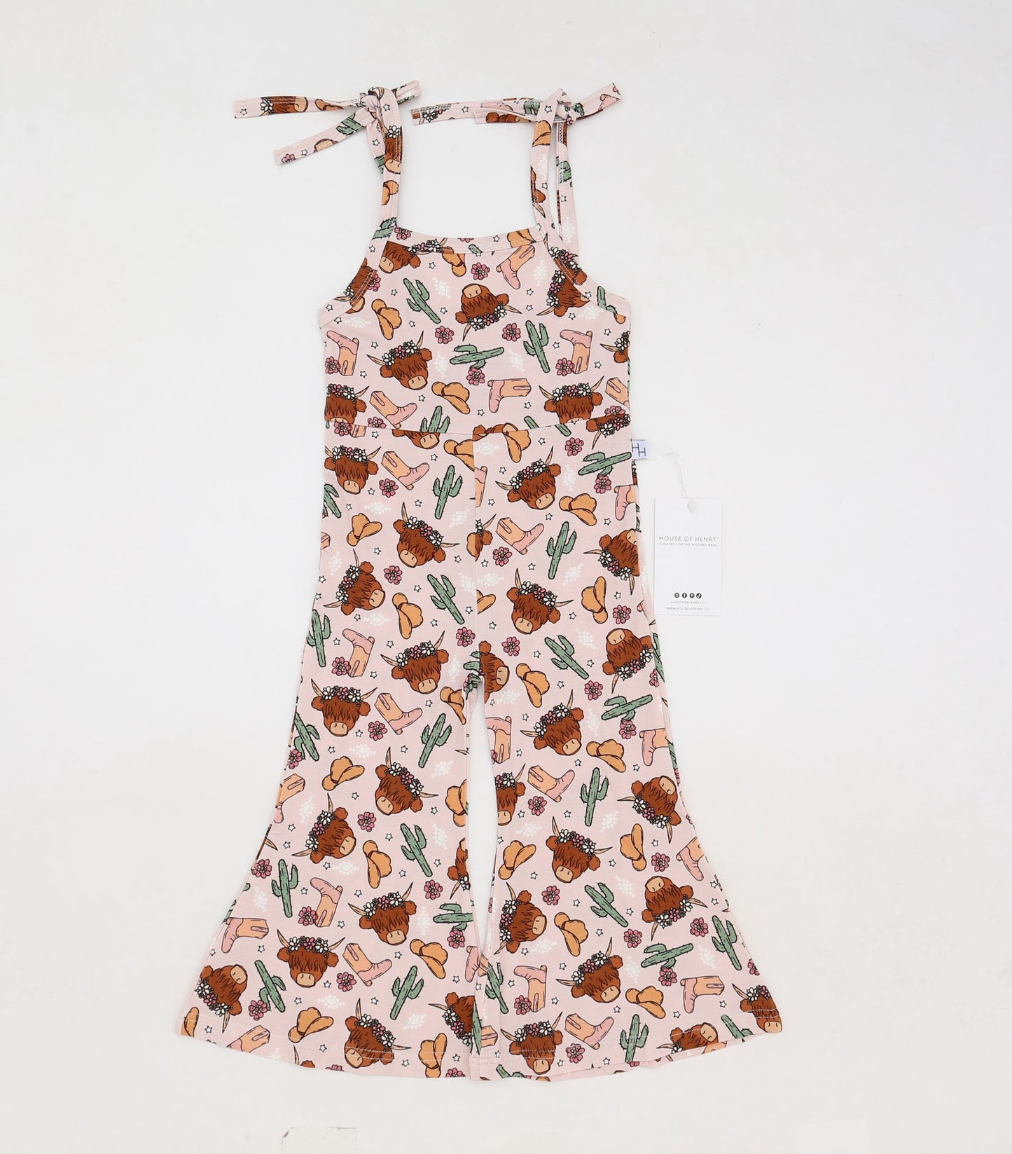 Pink Highland Cow Bell Romper
