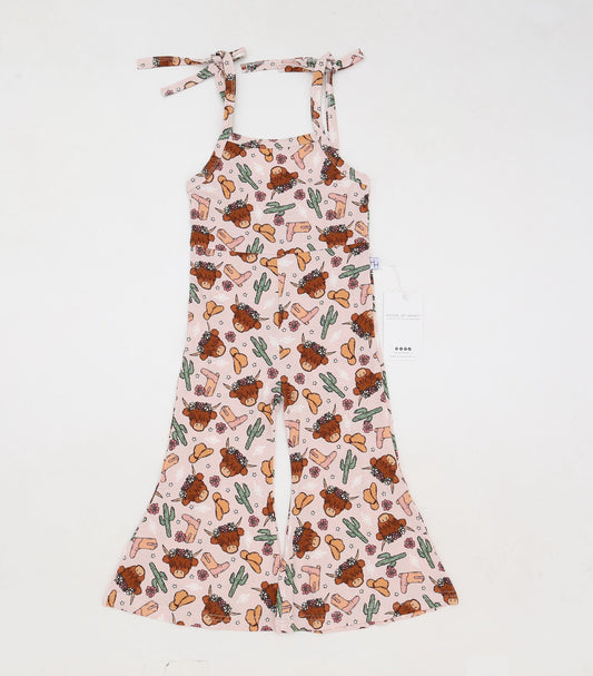 Pink Highland Cow Bell Romper