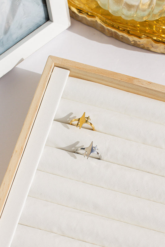 Adjustable Evangeline Ring Stainless Steel 18k Gold Plated