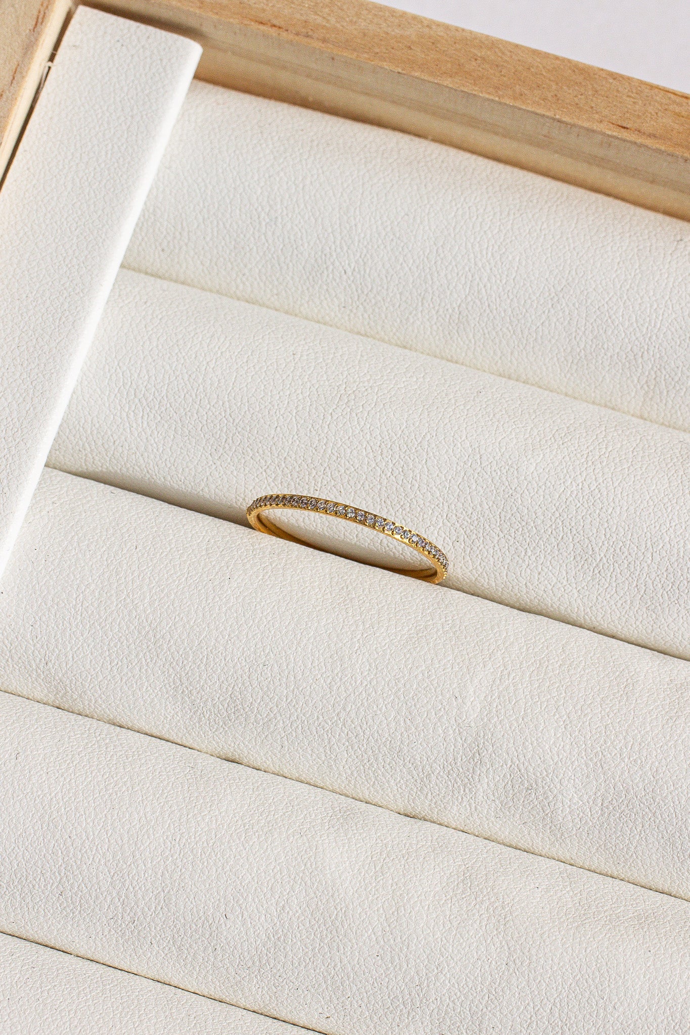 Dainty Crystal Stackable Ring 18k Gold Plated Stainless Steel