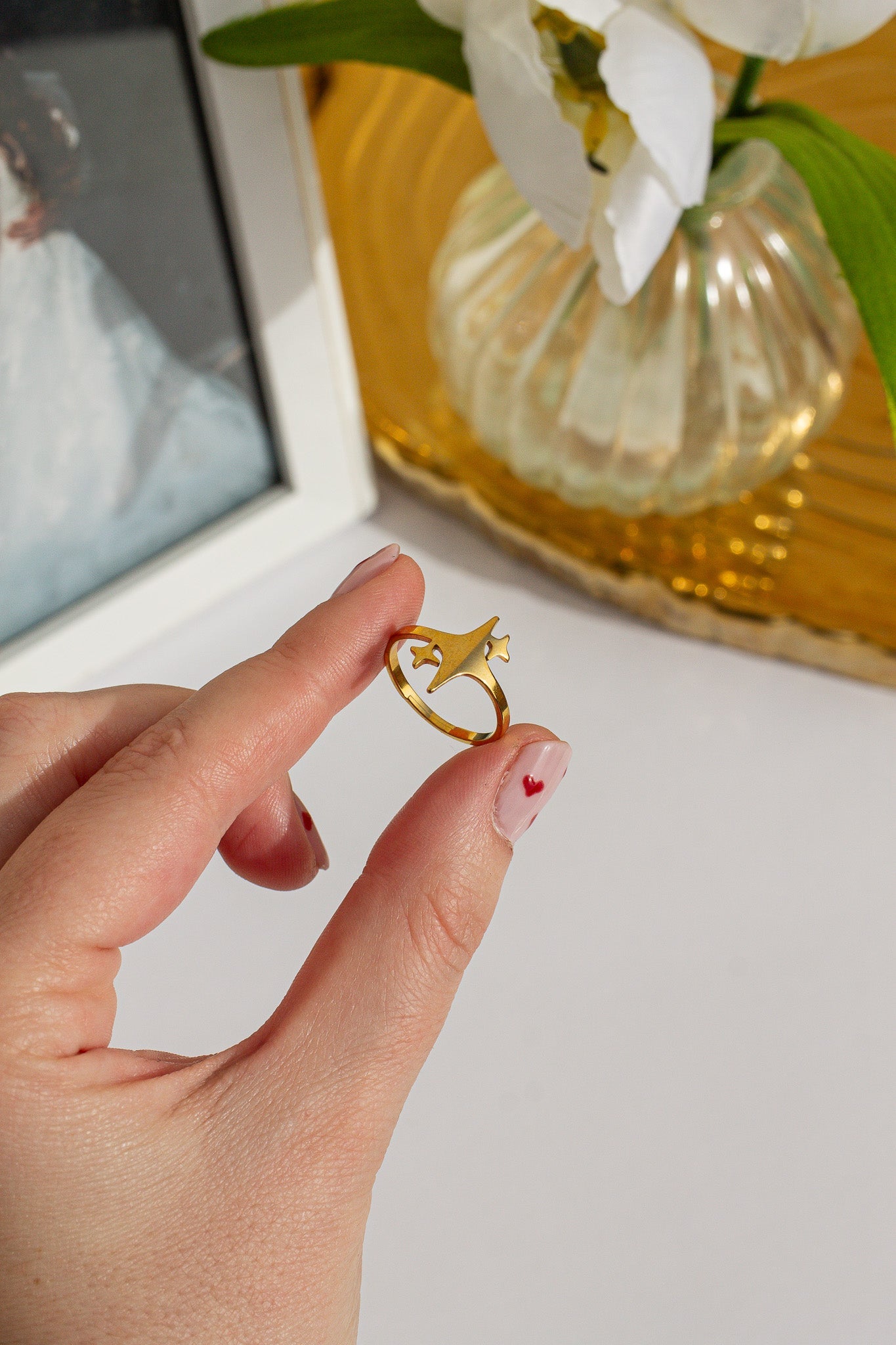 Adjustable Evangeline Ring Stainless Steel 18k Gold Plated