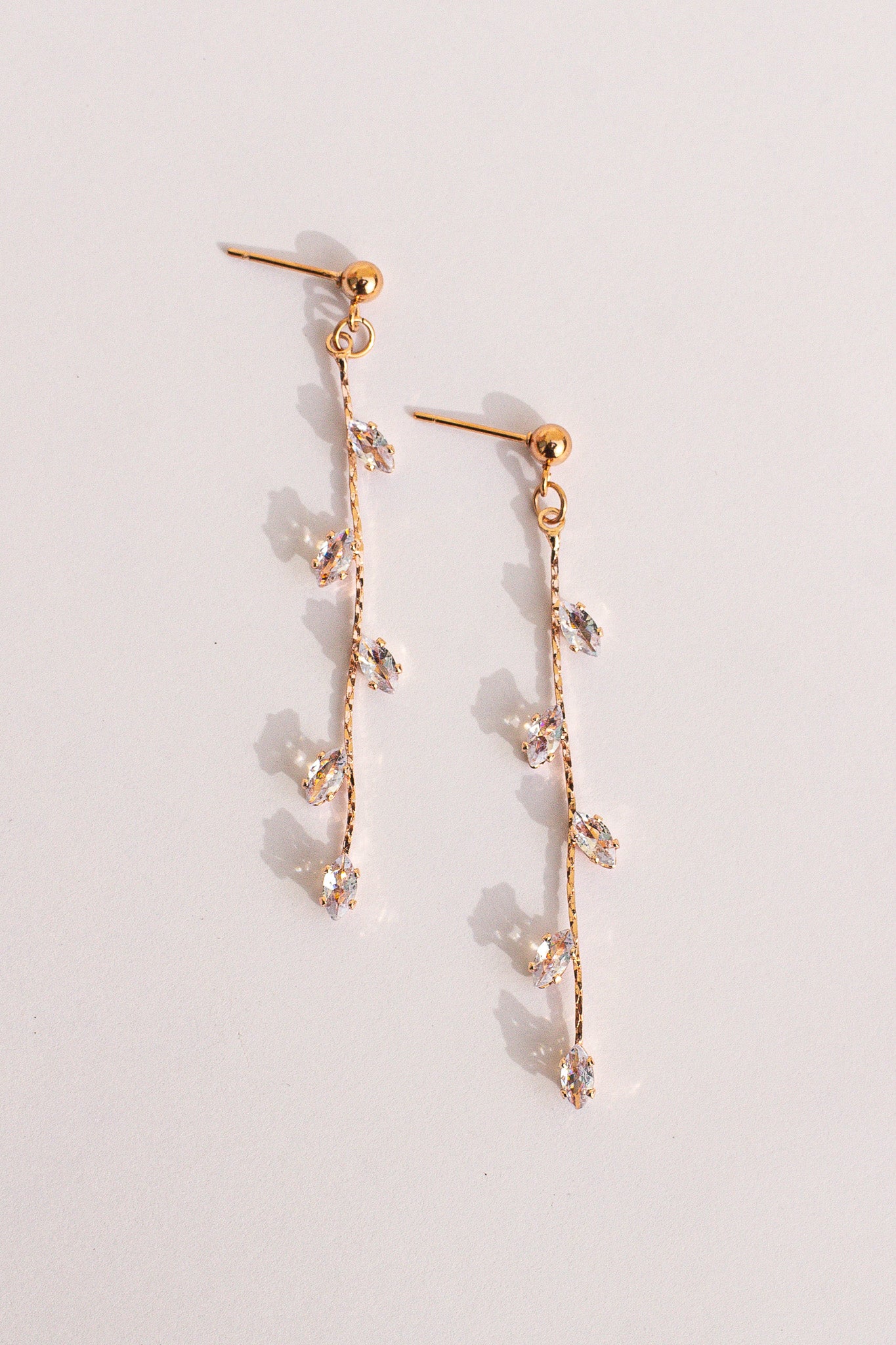 Leaf Style Cubic Zirconia Drop Earrings Daphne Dangle Rose & Clay