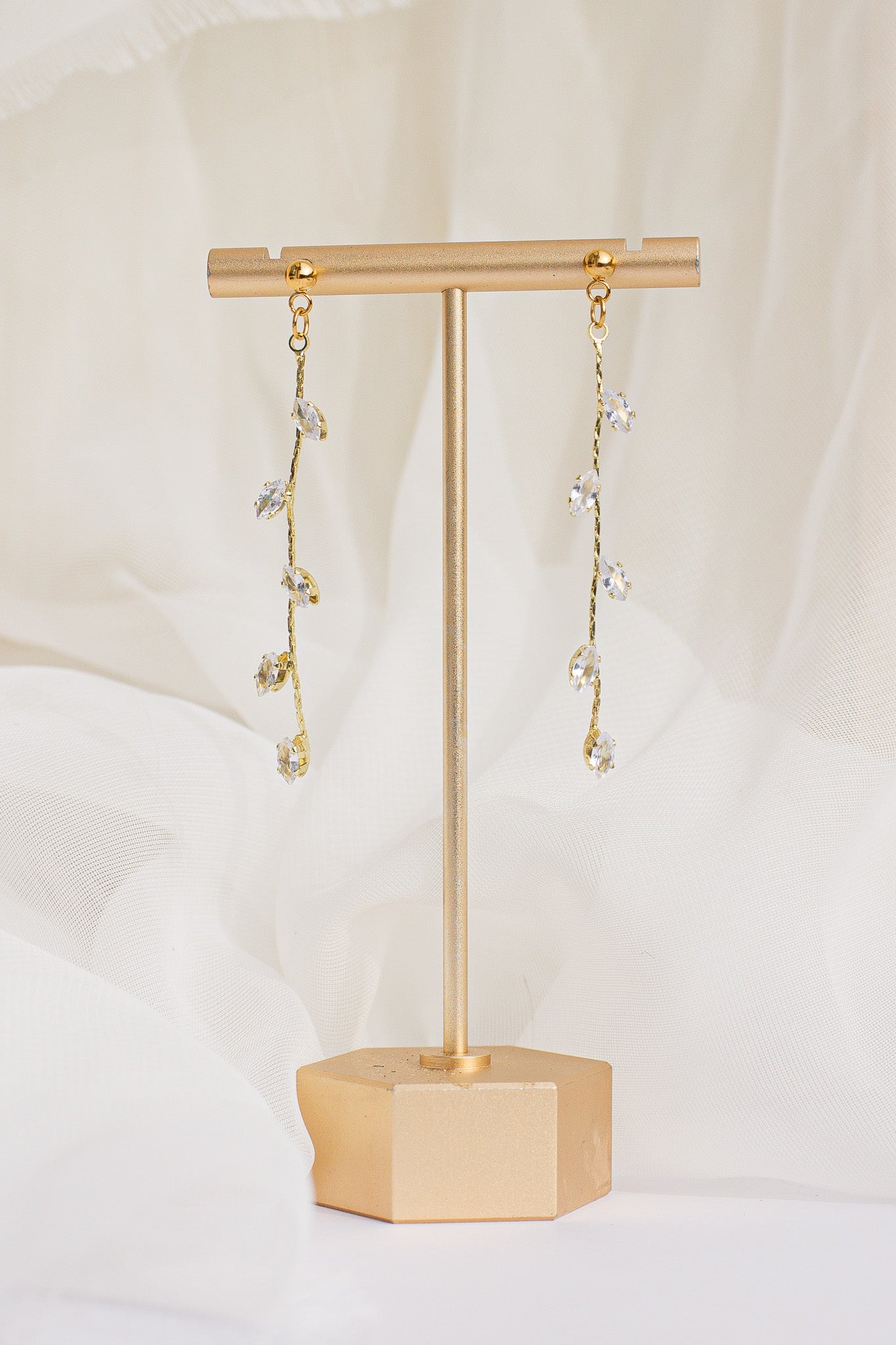 Leaf Style Cubic Zirconia Drop Earrings Daphne Dangle Rose & Clay