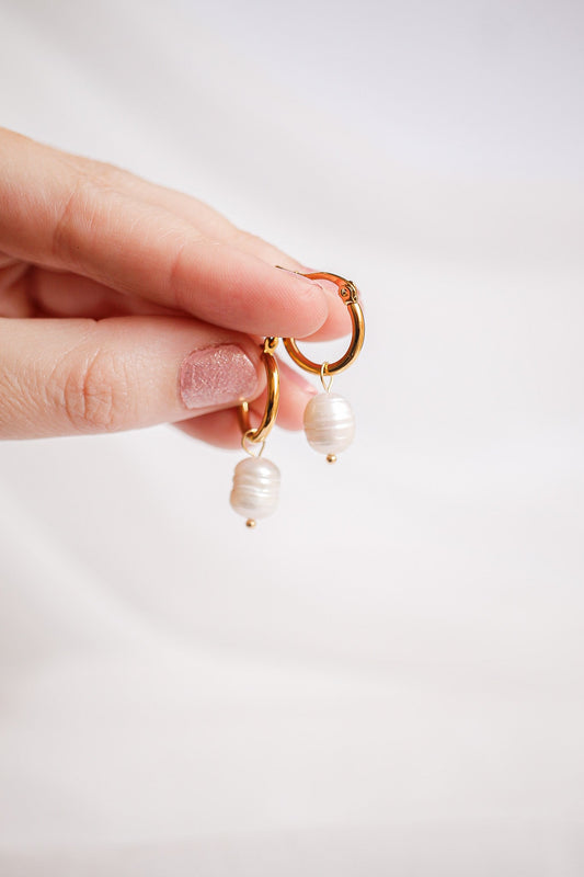 Freshwater Pearl Lightweight Hoop Earring 15mm Cape Cod Hoop