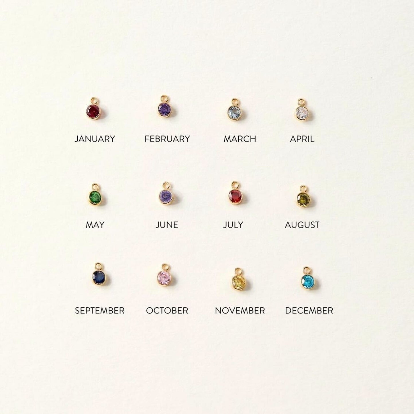 Birthstone Charm 14k Gold Filled or Sterling Silver Necklace