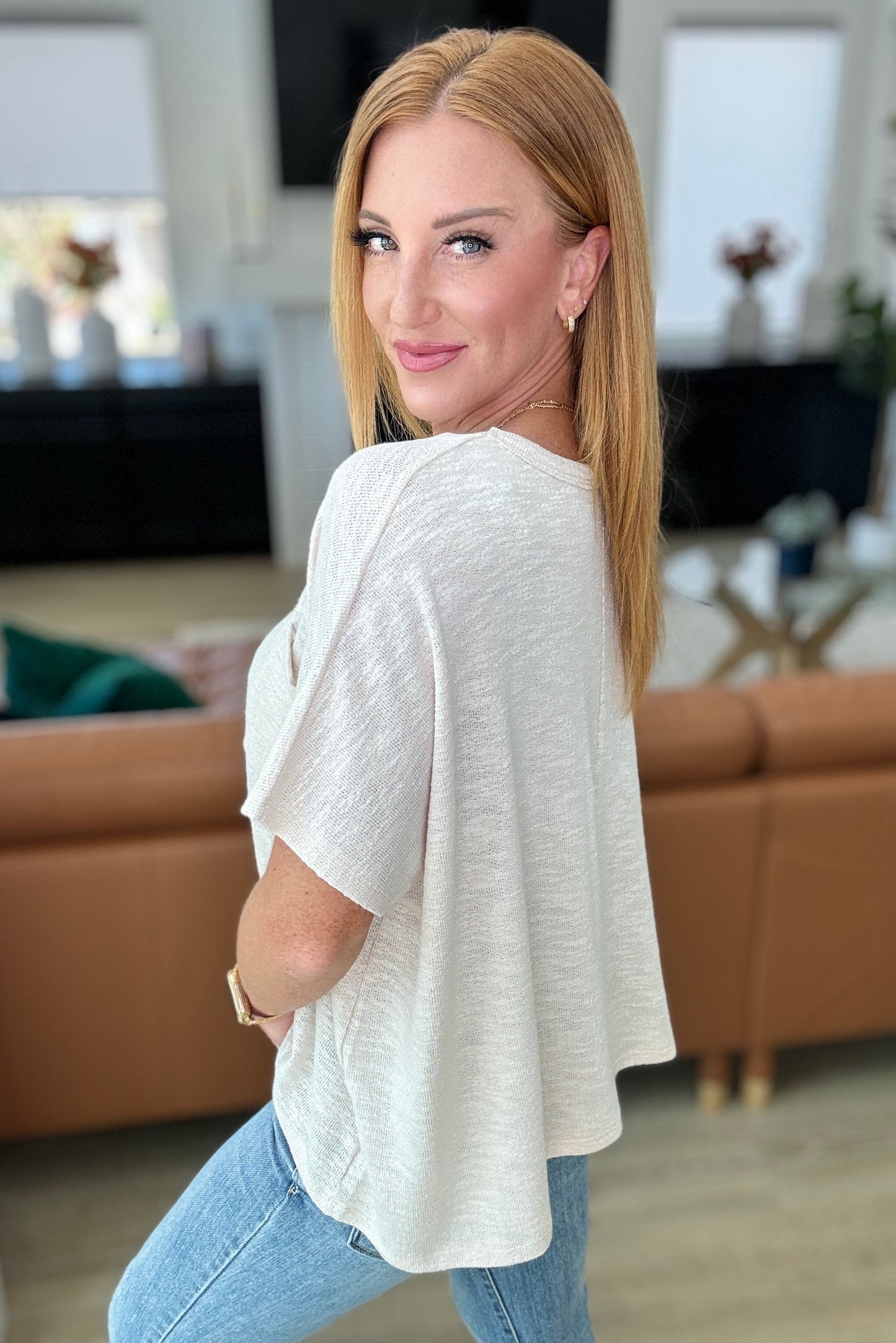 Let Light be Light Sand Beige Drop Shoulder Oversized Tee