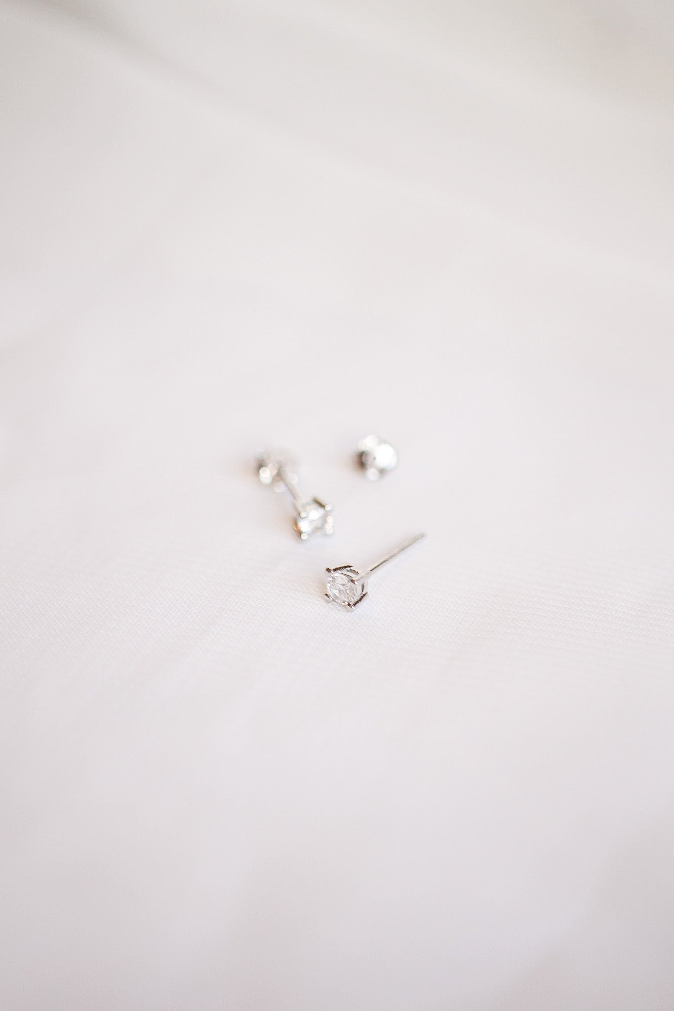 CZ Crystal 3mm Stud Earrings 925 Sterling Silver Rose & Clay