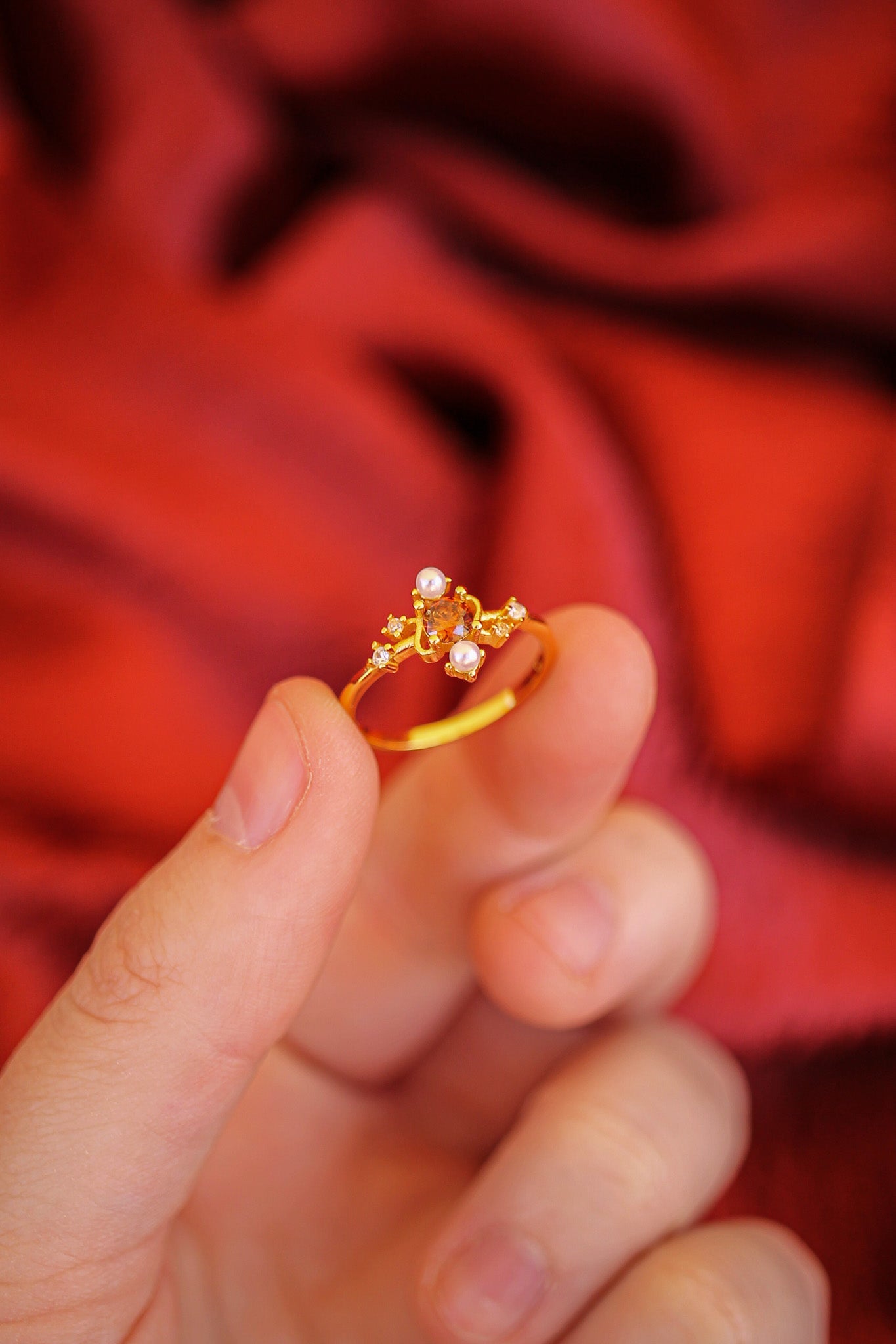 Brick Topaz Gold Plated Ring Carole Ring Rose & Clay