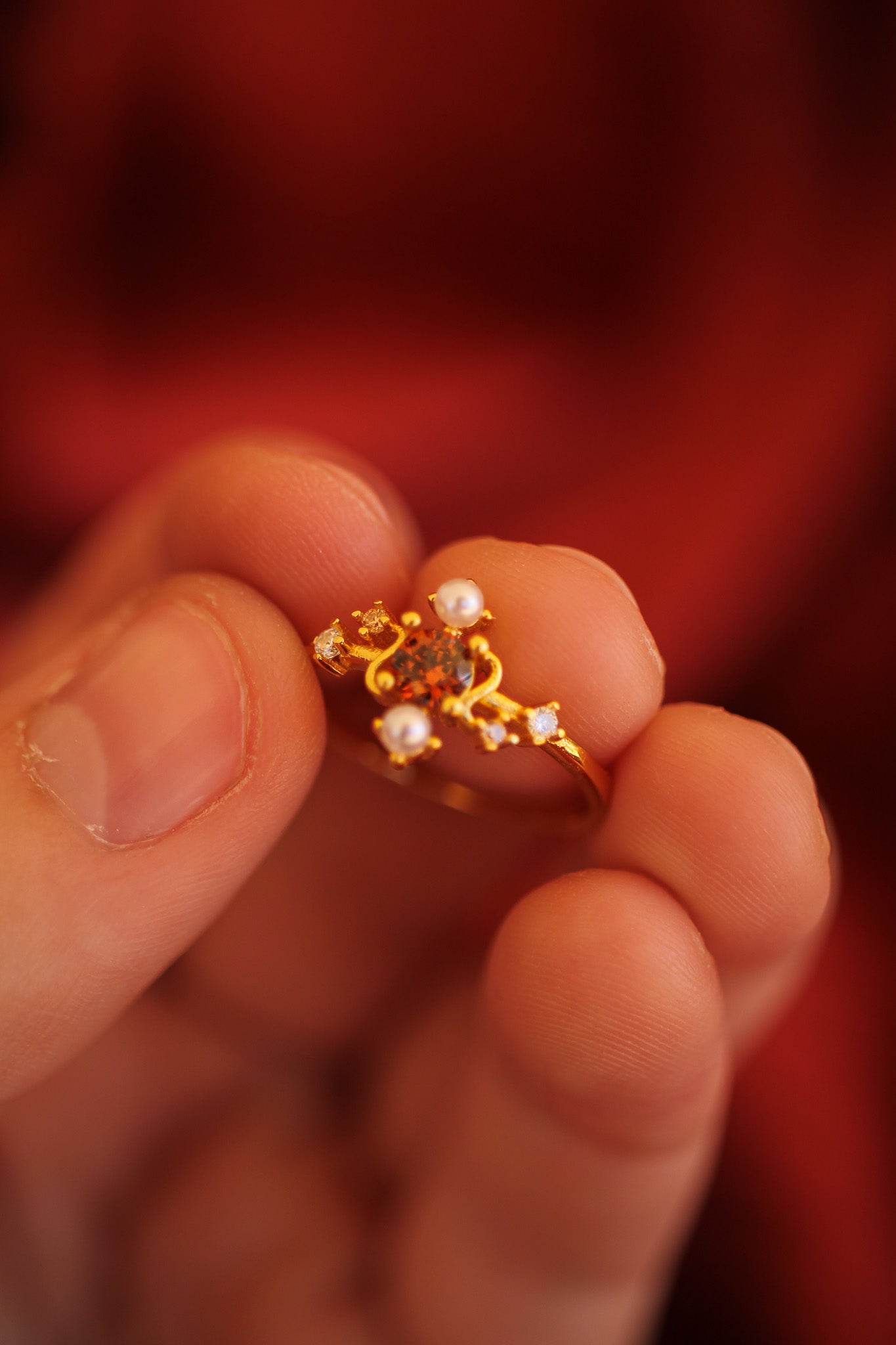 Brick Topaz Gold Plated Ring Carole Ring Rose & Clay