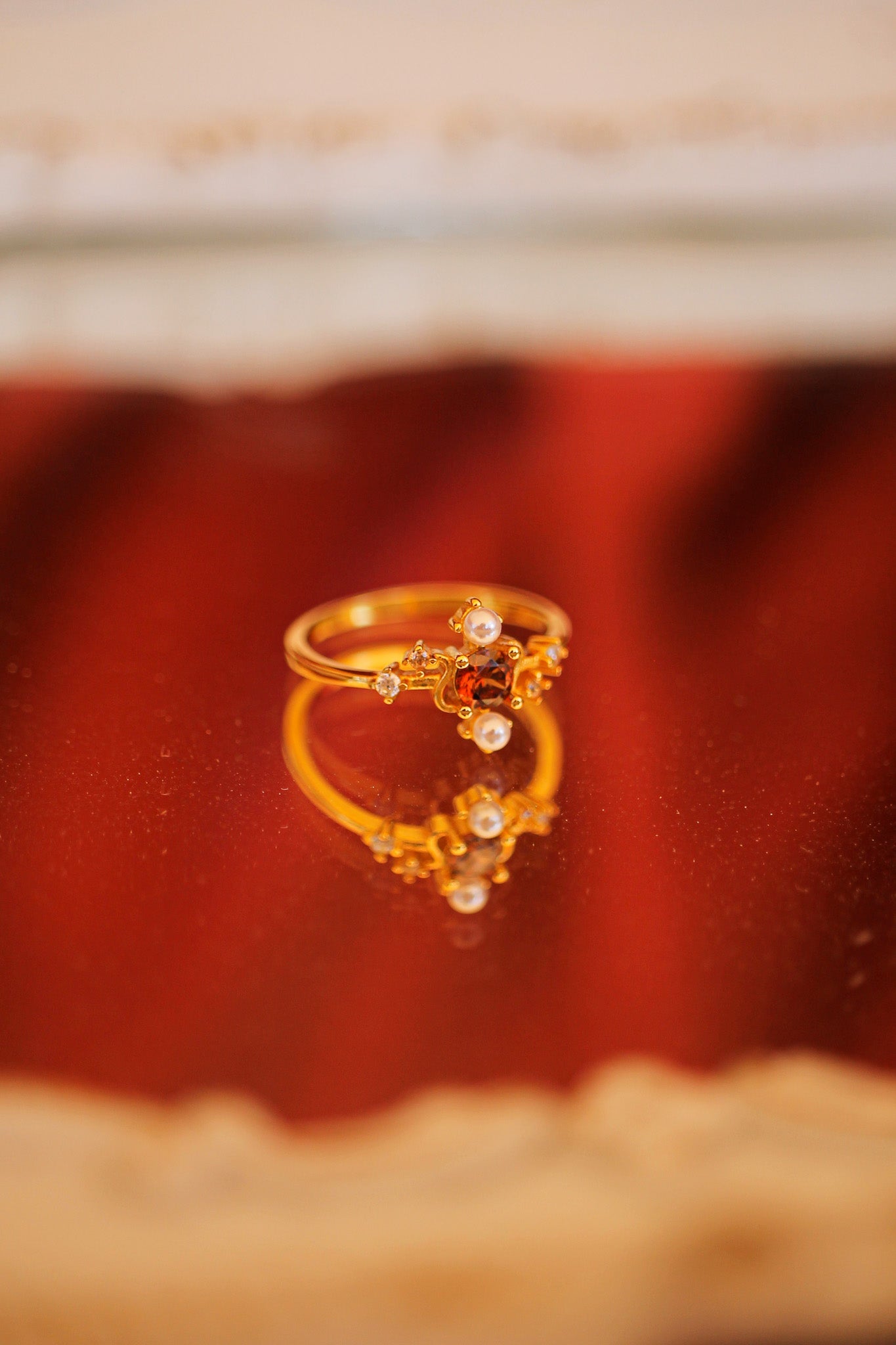 Brick Topaz Gold Plated Ring Carole Ring Rose & Clay