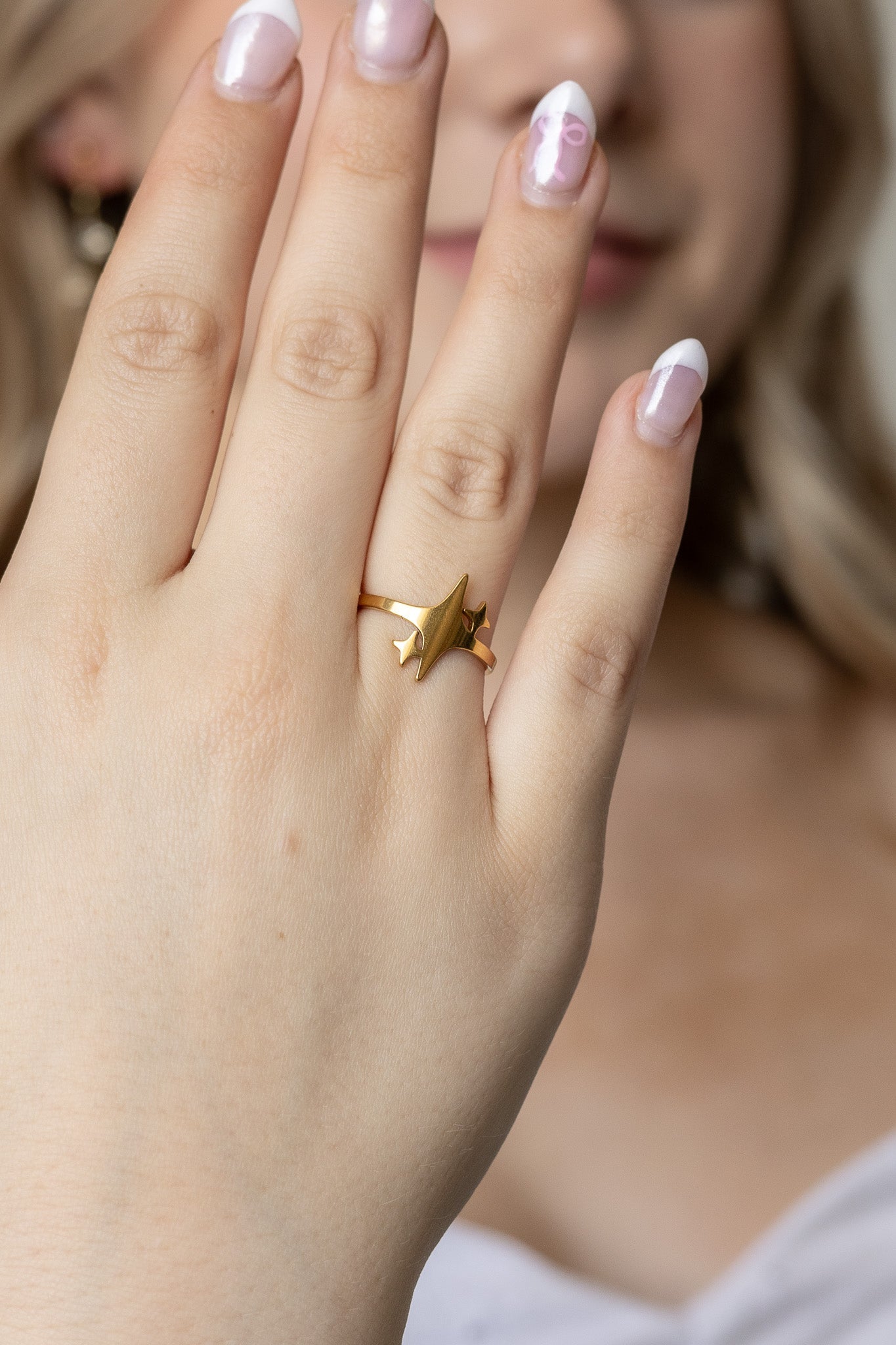 Adjustable Evangeline Ring Stainless Steel 18k Gold Plated