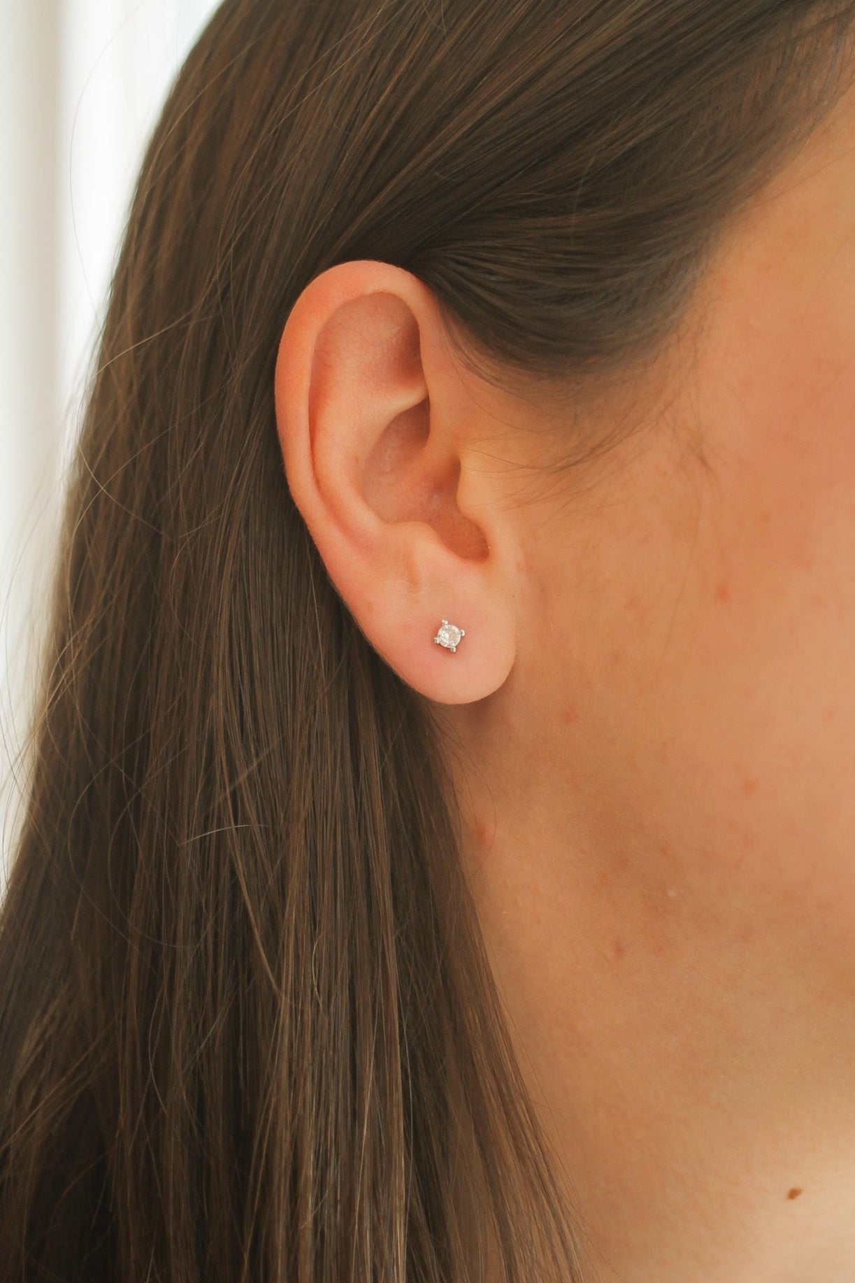 CZ Crystal 3mm Stud Earrings 925 Sterling Silver Rose & Clay