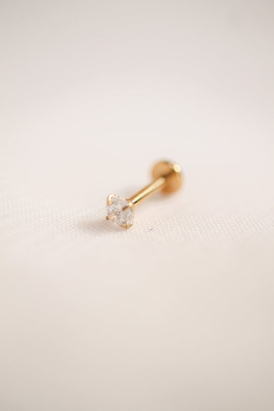 Crystal 3mm Cubic Zirconia Flat Back Stud Earrings Stainless Steel