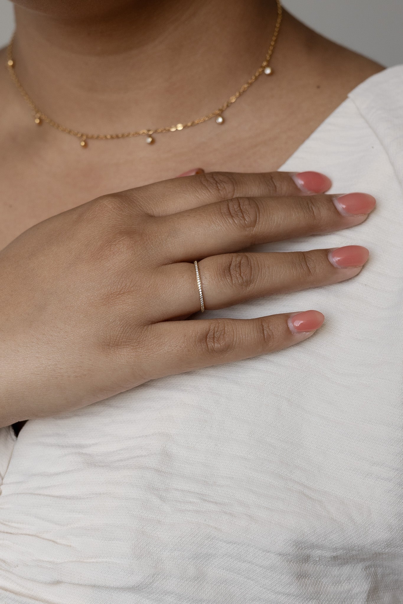 Dainty Crystal Stackable Ring 18k Gold Plated Stainless Steel
