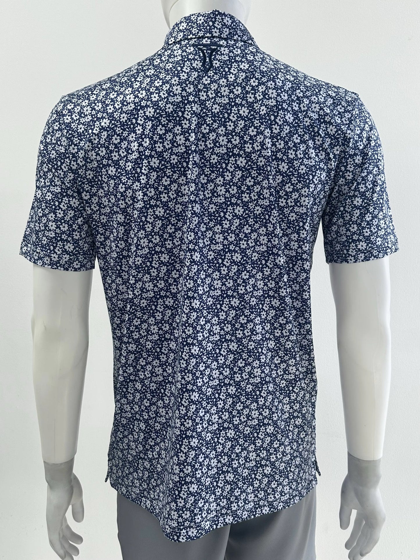 Navy Floral Performance Polo Golf Shirt Tempo T
