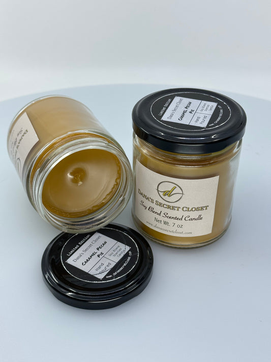 Caramel Pecan Pie Scented Candle Soy Paraffin 7oz