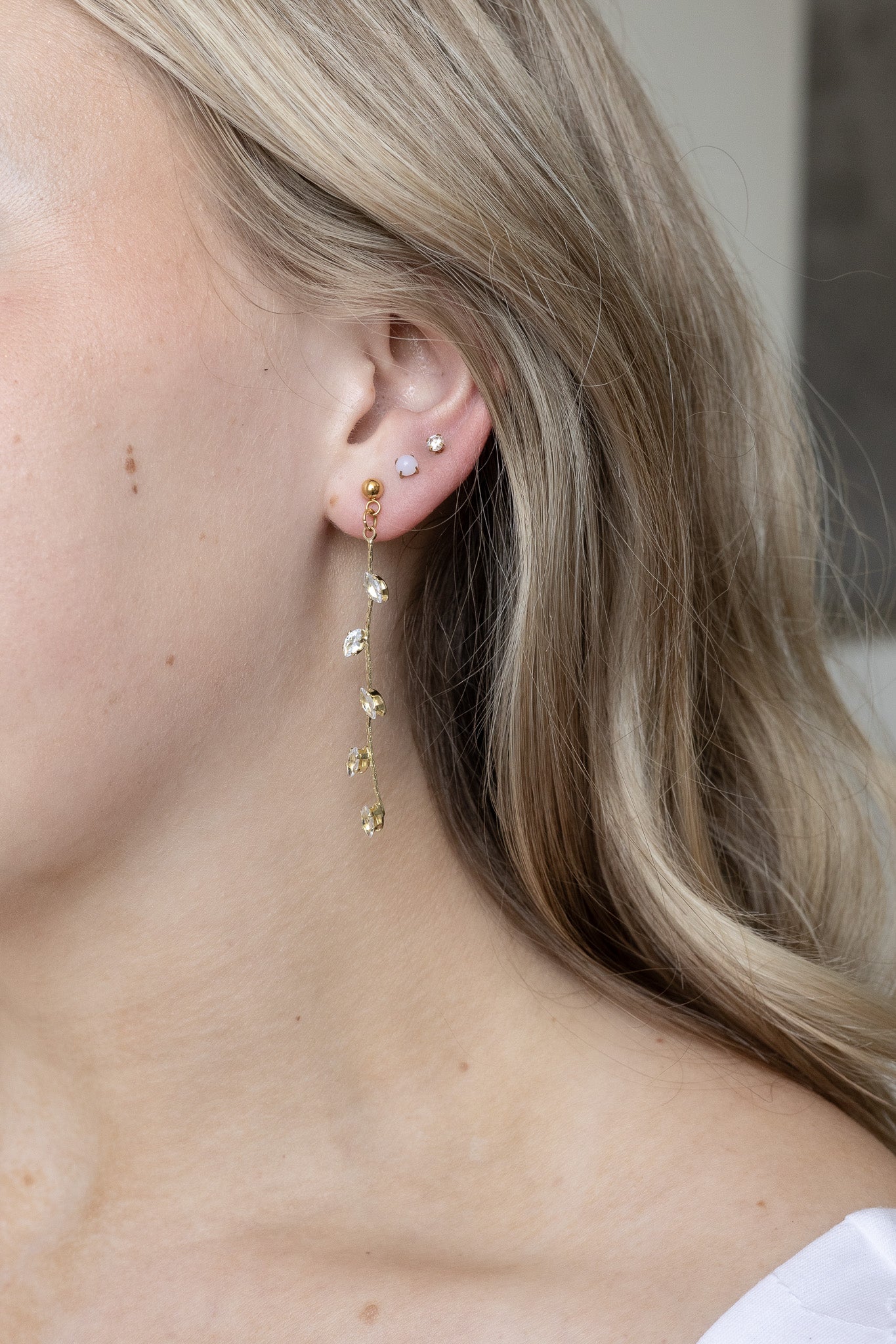 Leaf Style Cubic Zirconia Drop Earrings Daphne Dangle Rose & Clay