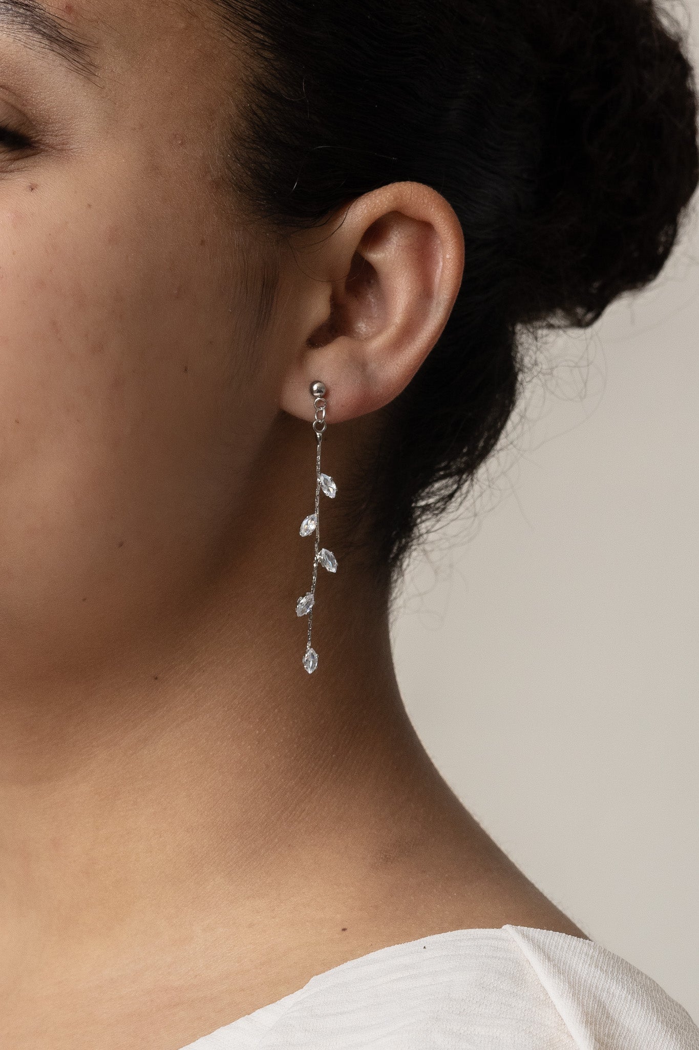Leaf Style Cubic Zirconia Drop Earrings Daphne Dangle Rose & Clay