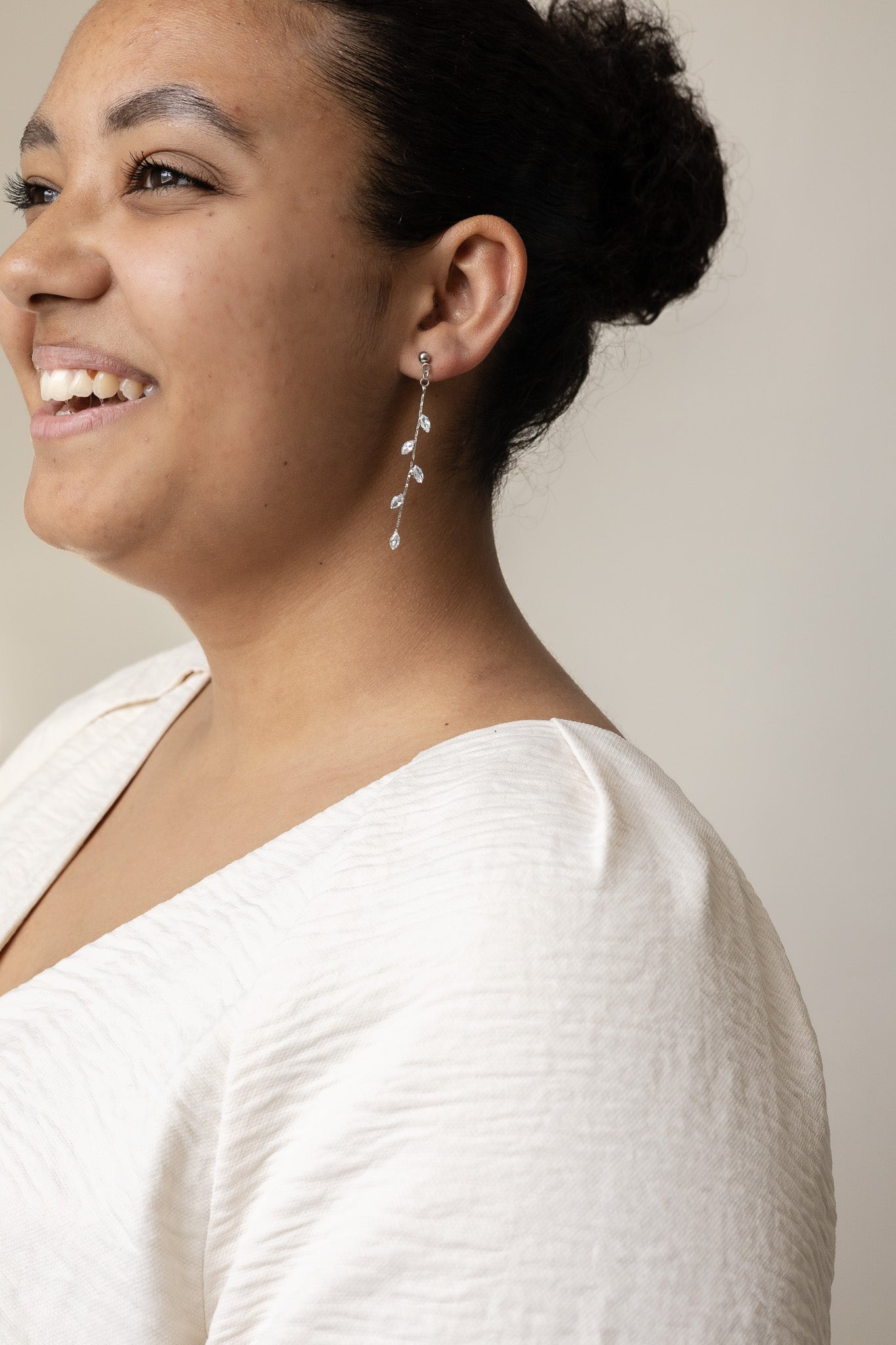 Leaf Style Cubic Zirconia Drop Earrings Daphne Dangle Rose & Clay