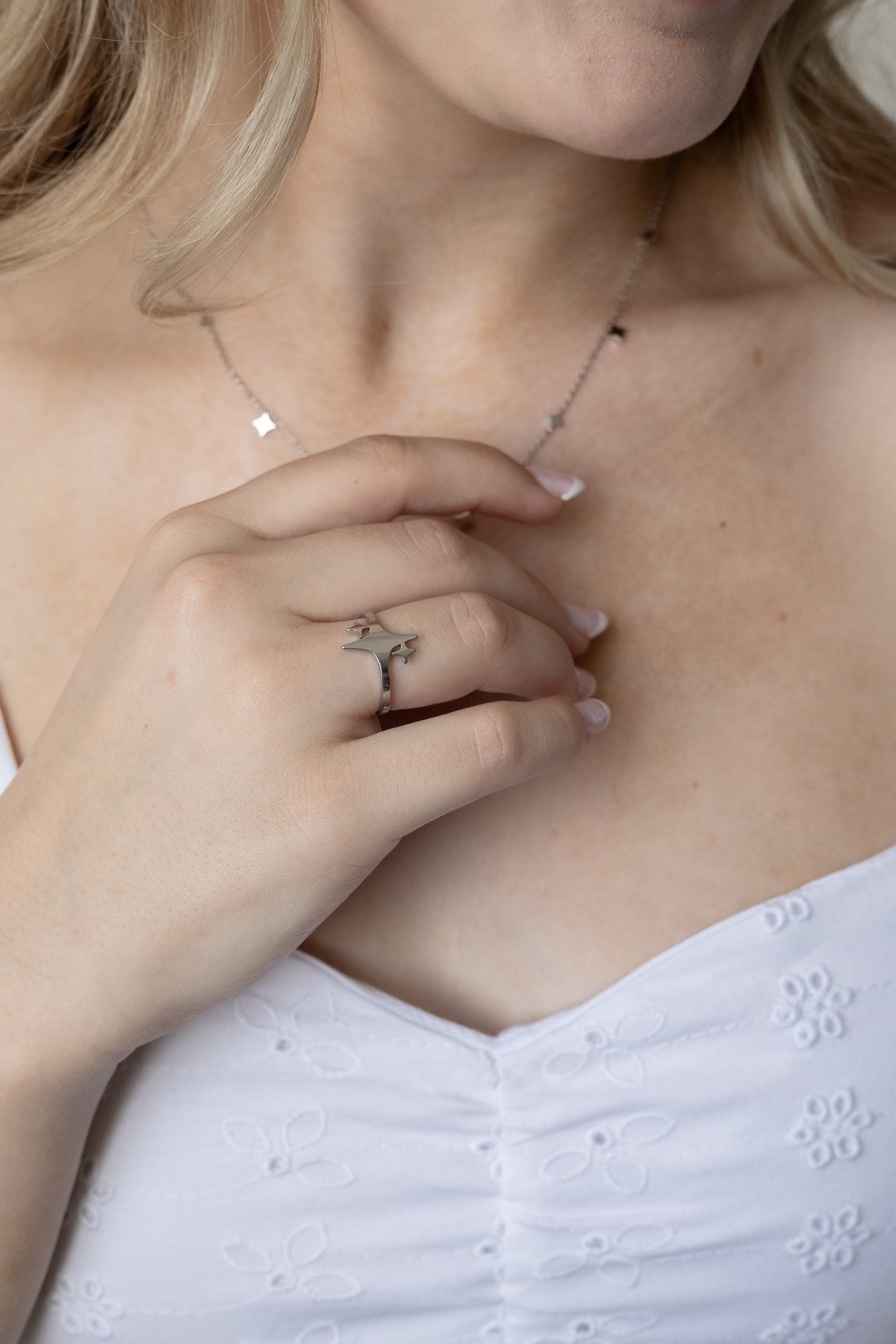 Adjustable Evangeline Ring Stainless Steel 18k Gold Plated