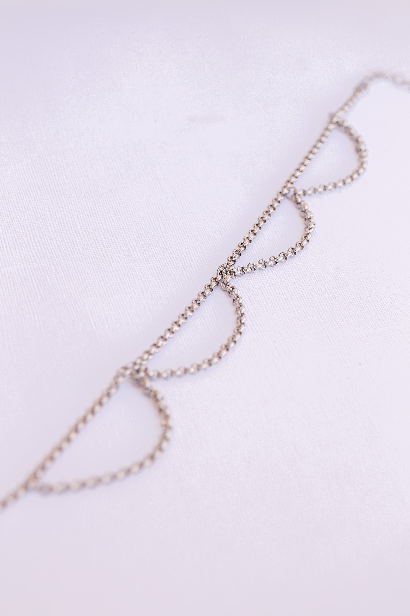 Silver Scallop Design Anklet Stainless Steel Chain Rose & Clay