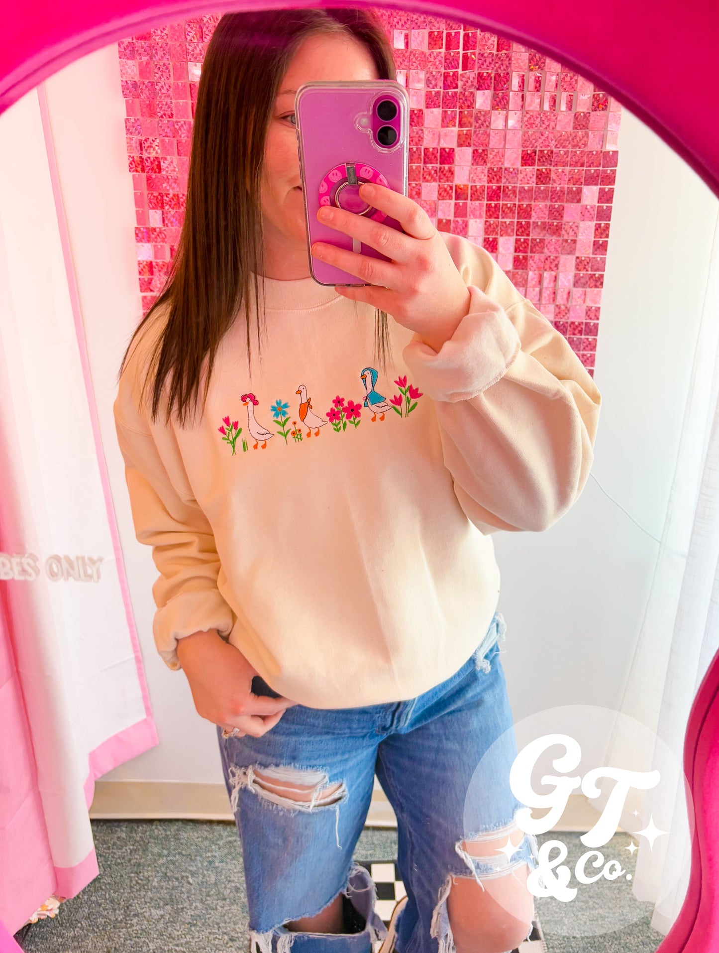 Spring Goose Embroidered Crewneck *MADE TO ORDER 10-15 BIZ DAYS*