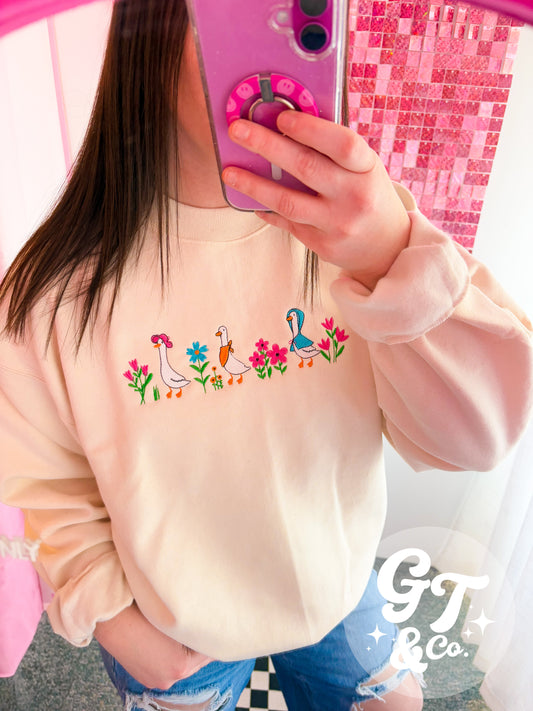 Spring Goose Embroidered Crewneck *MADE TO ORDER 10-15 BIZ DAYS*