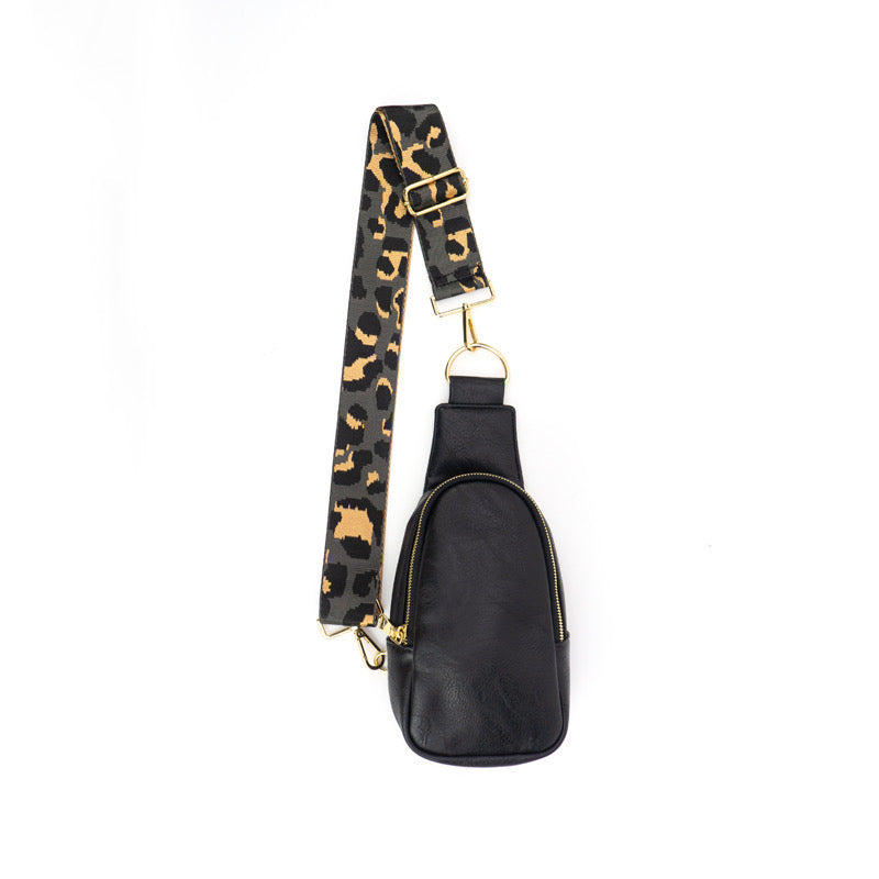 Zippered Black Sling Bag with Custom Strap The Atlas Babs+Birdie