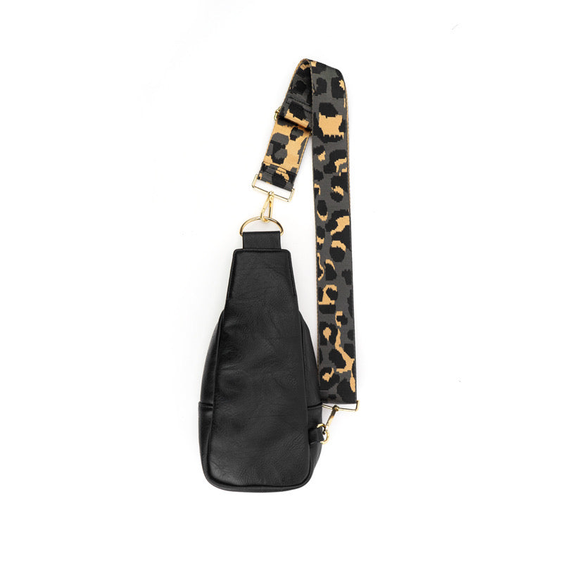 Zippered Black Sling Bag with Custom Strap The Atlas Babs+Birdie