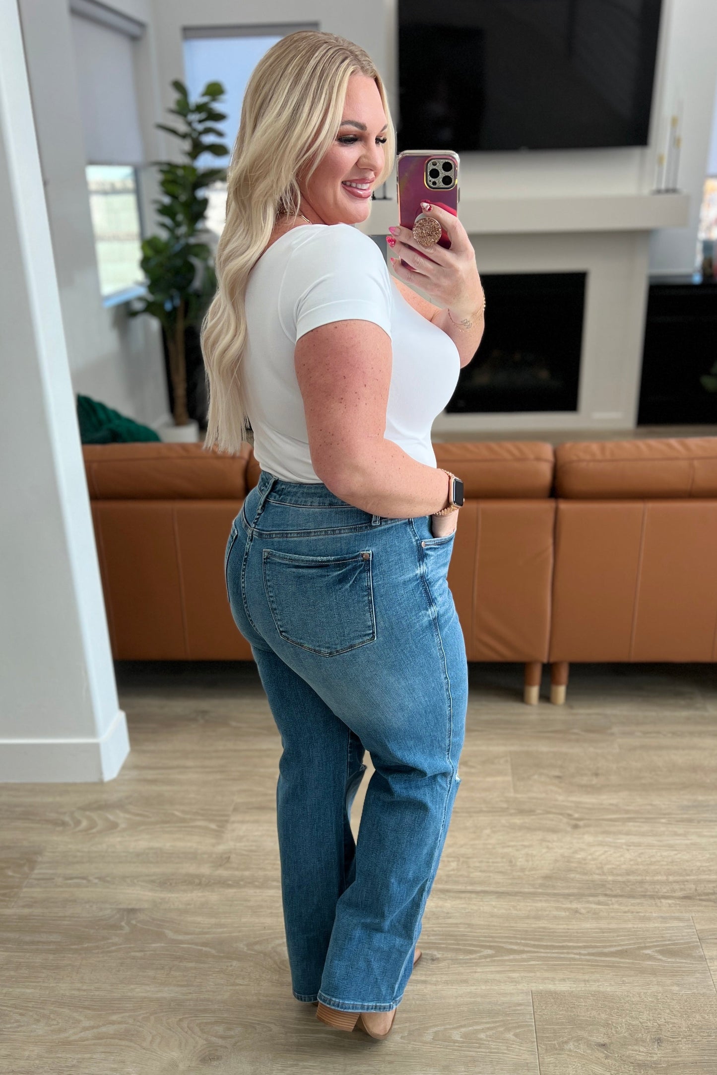High Rise Control Top Distressed Straight Jeans Judy Blue