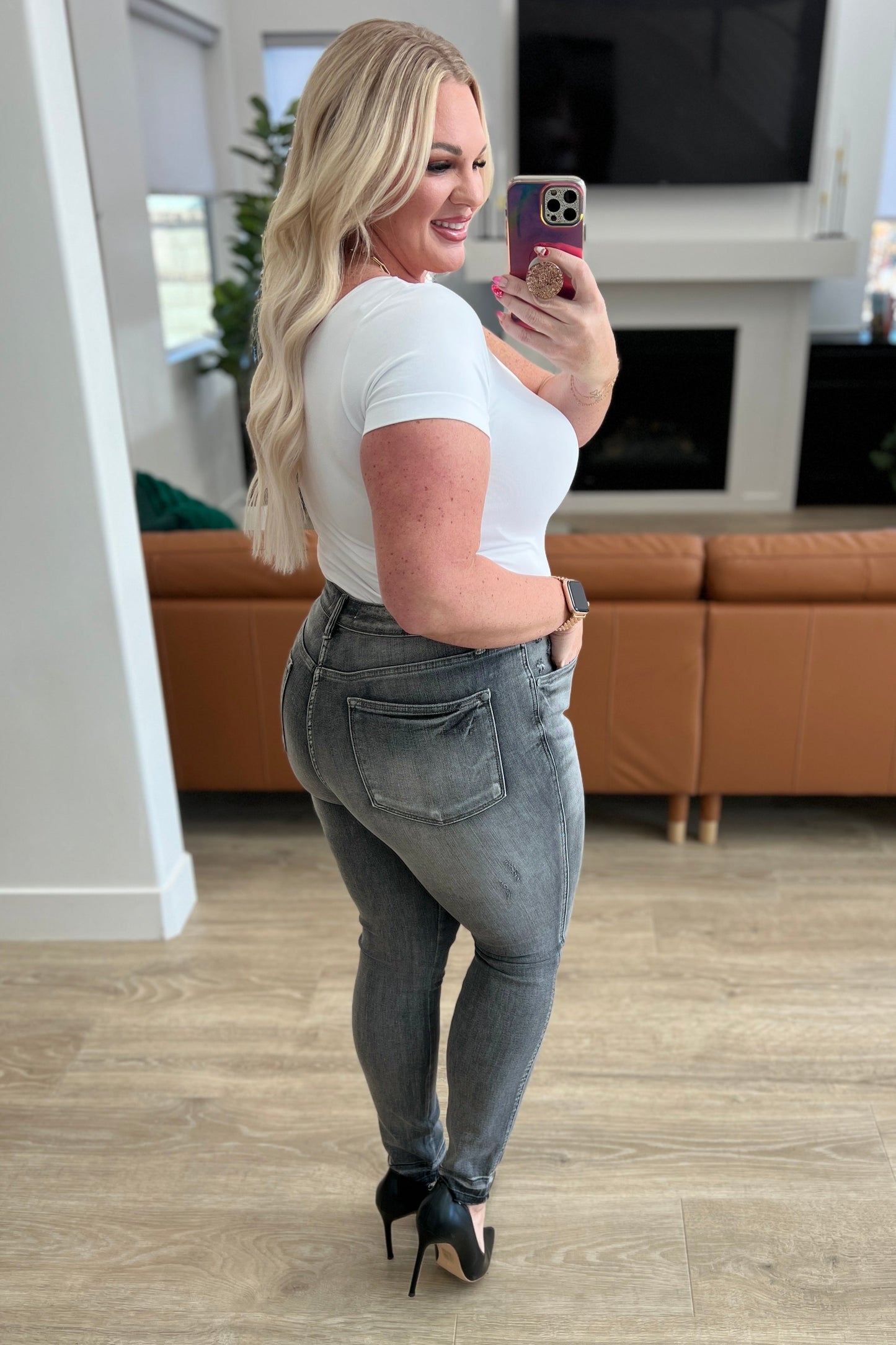 High Rise Control Top Released Hem Skinny Jeans Judy Blue