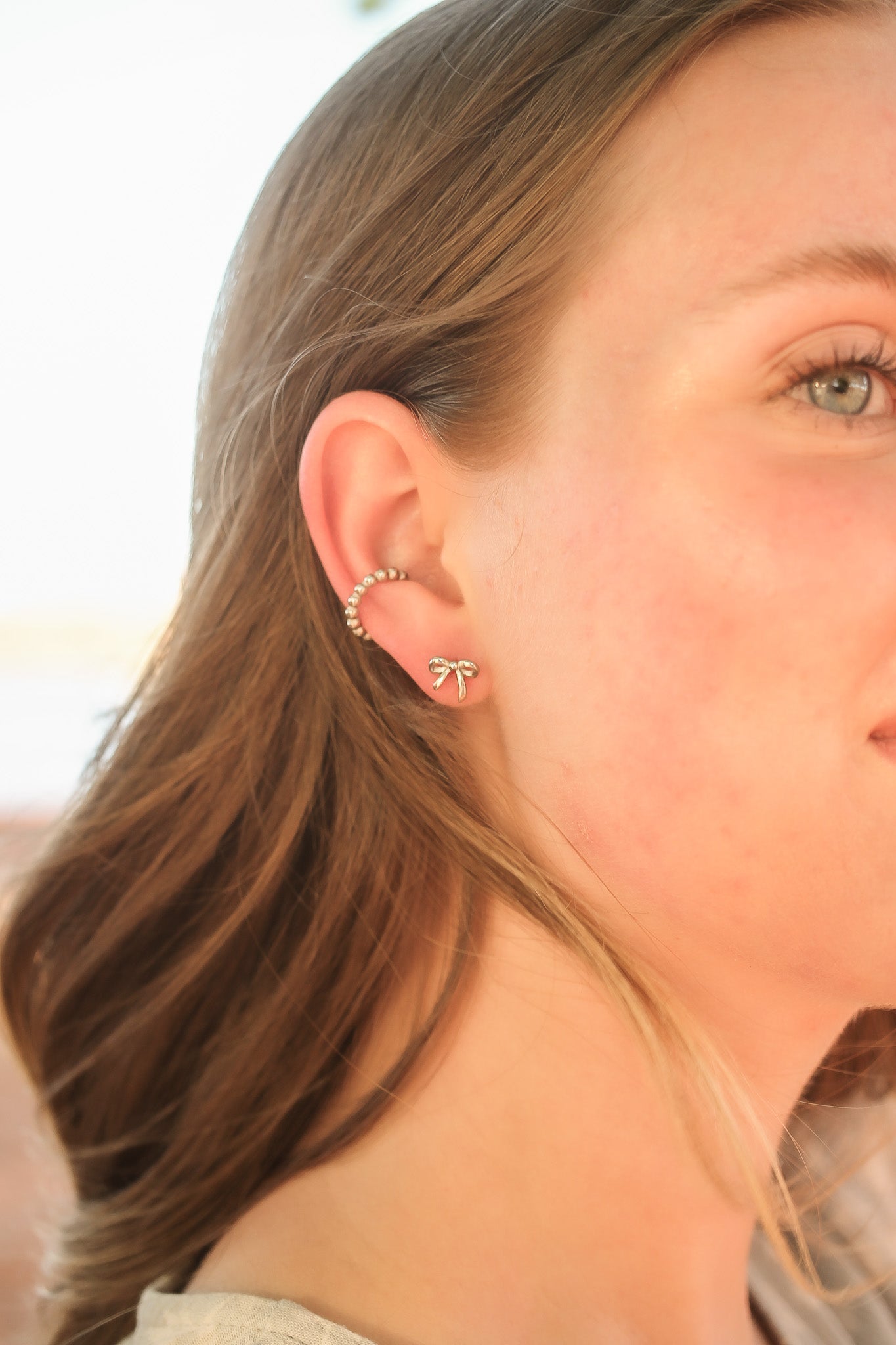 Bow 9mm Flat Back Stud Earrings