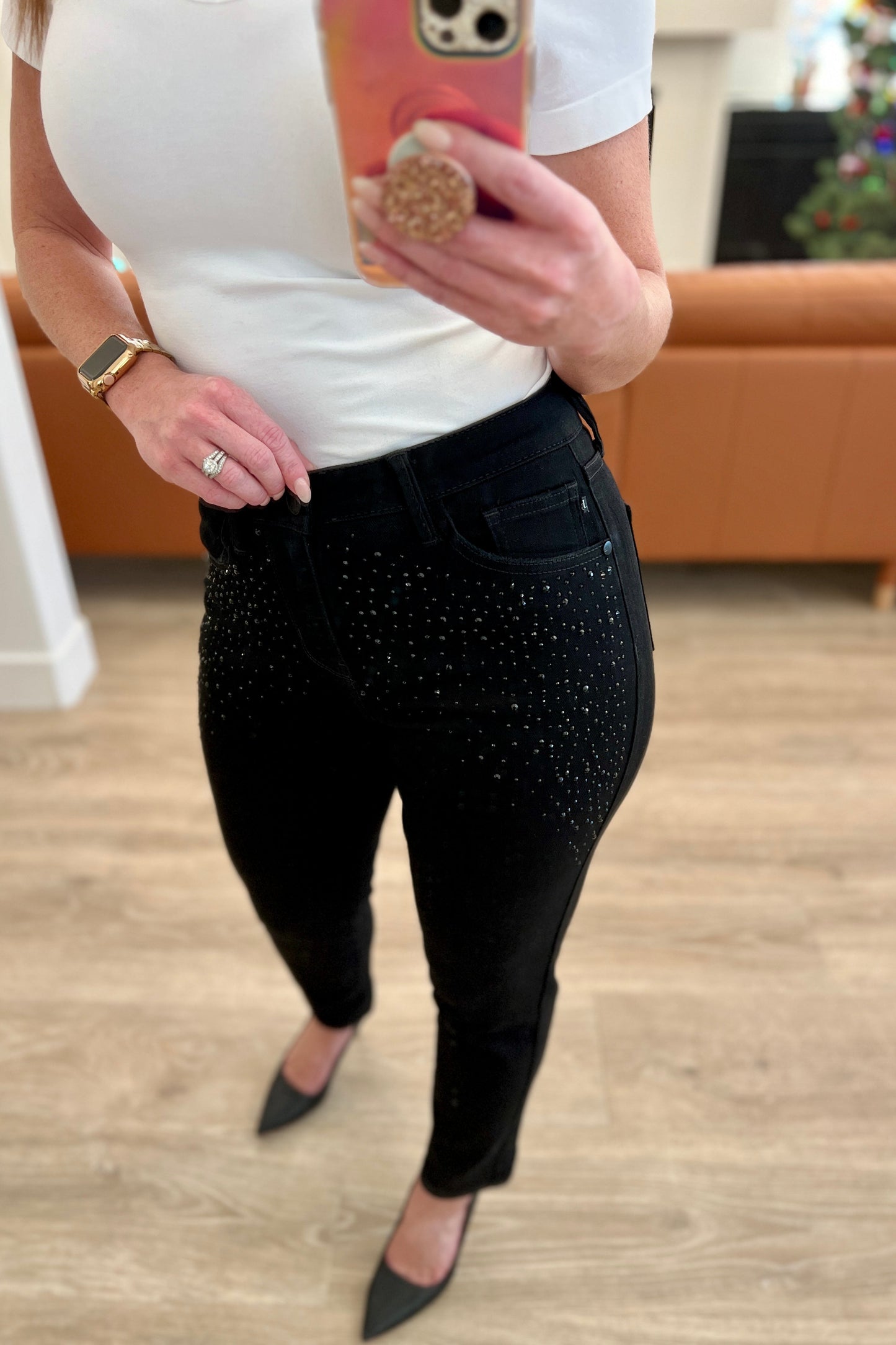 Rhinestone Black Slim Fit Jeans Reese